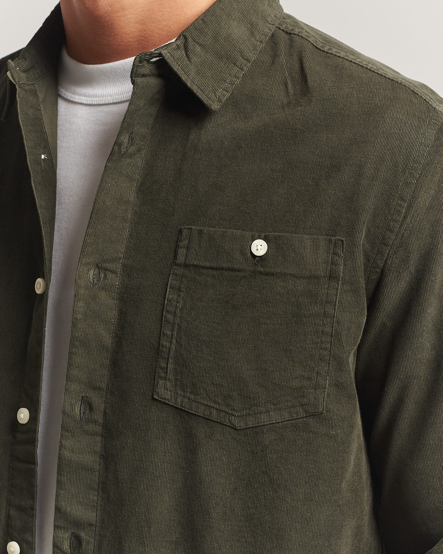 Hombres | Camisas | KnowledgeCotton Apparel | Regular Fit Cord Shirt Forest Night