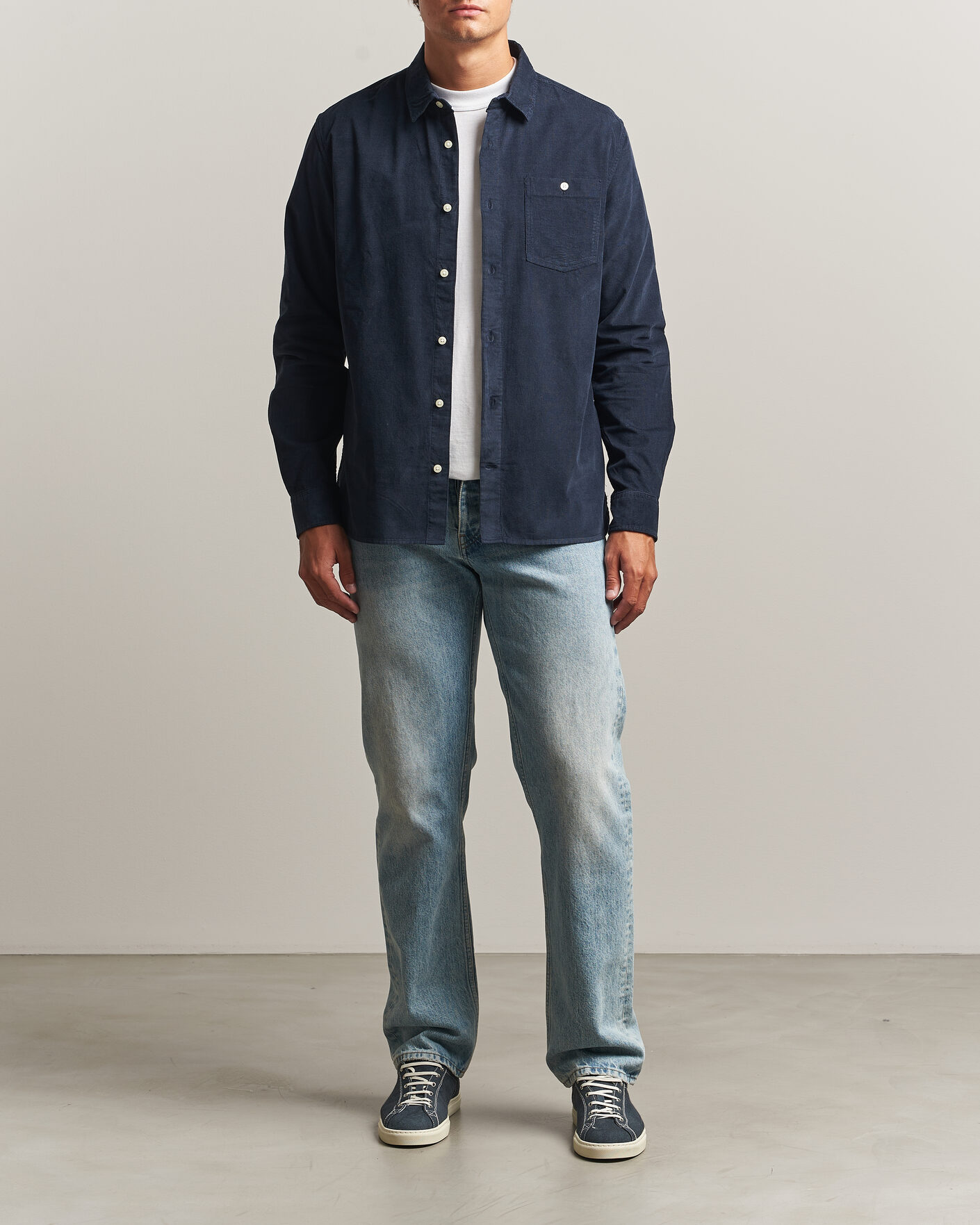 Hombres | Camisas | KnowledgeCotton Apparel | Regular Fit Cord Shirt Night Sky