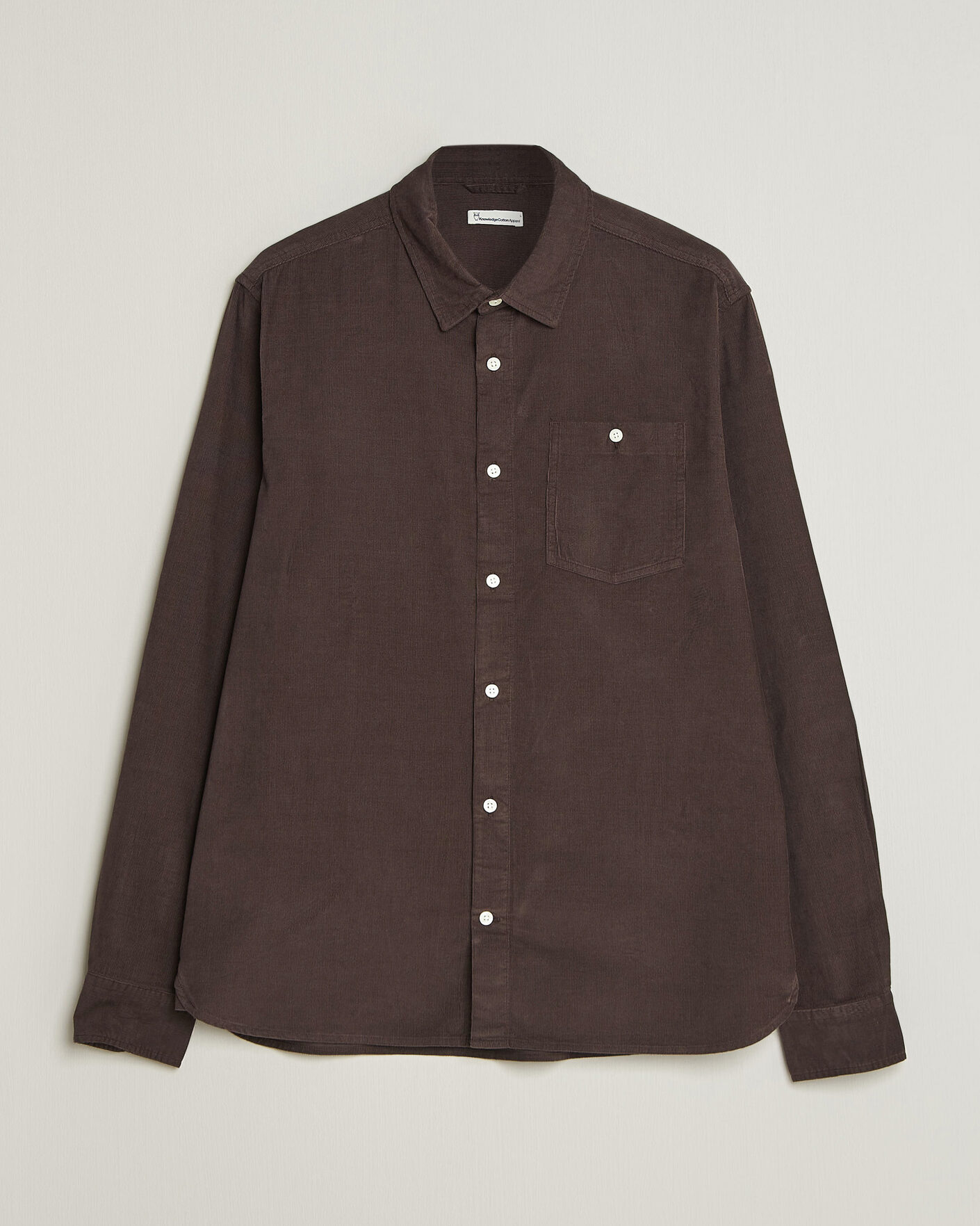 Hombres | Camisas | KnowledgeCotton Apparel | Regular Fit Cord Shirt Chocolate