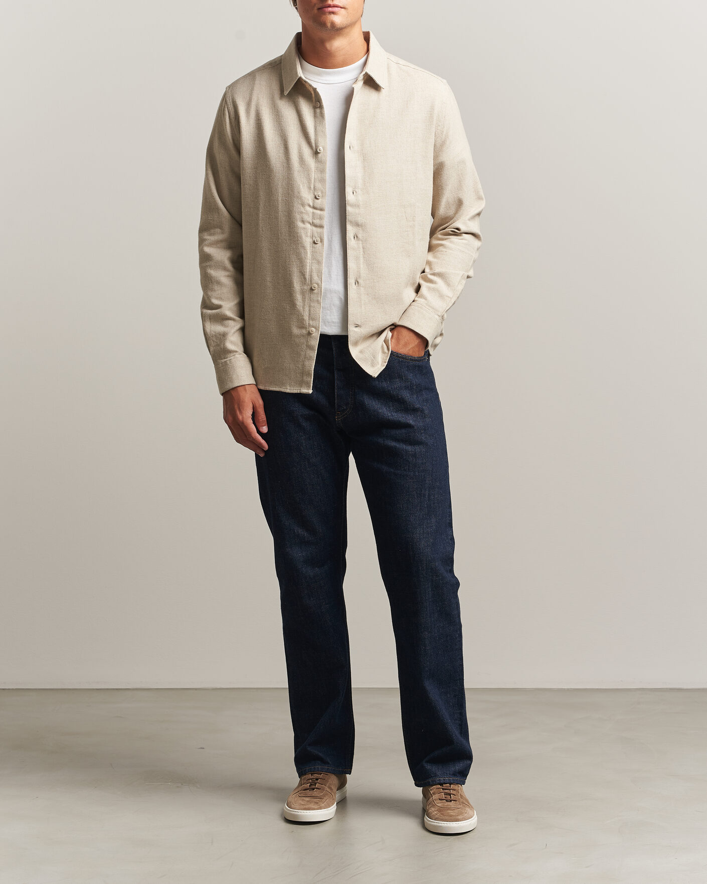 Hombres | Camisas | KnowledgeCotton Apparel | Regular Fit Melange Flannel Shirt Feather Grey