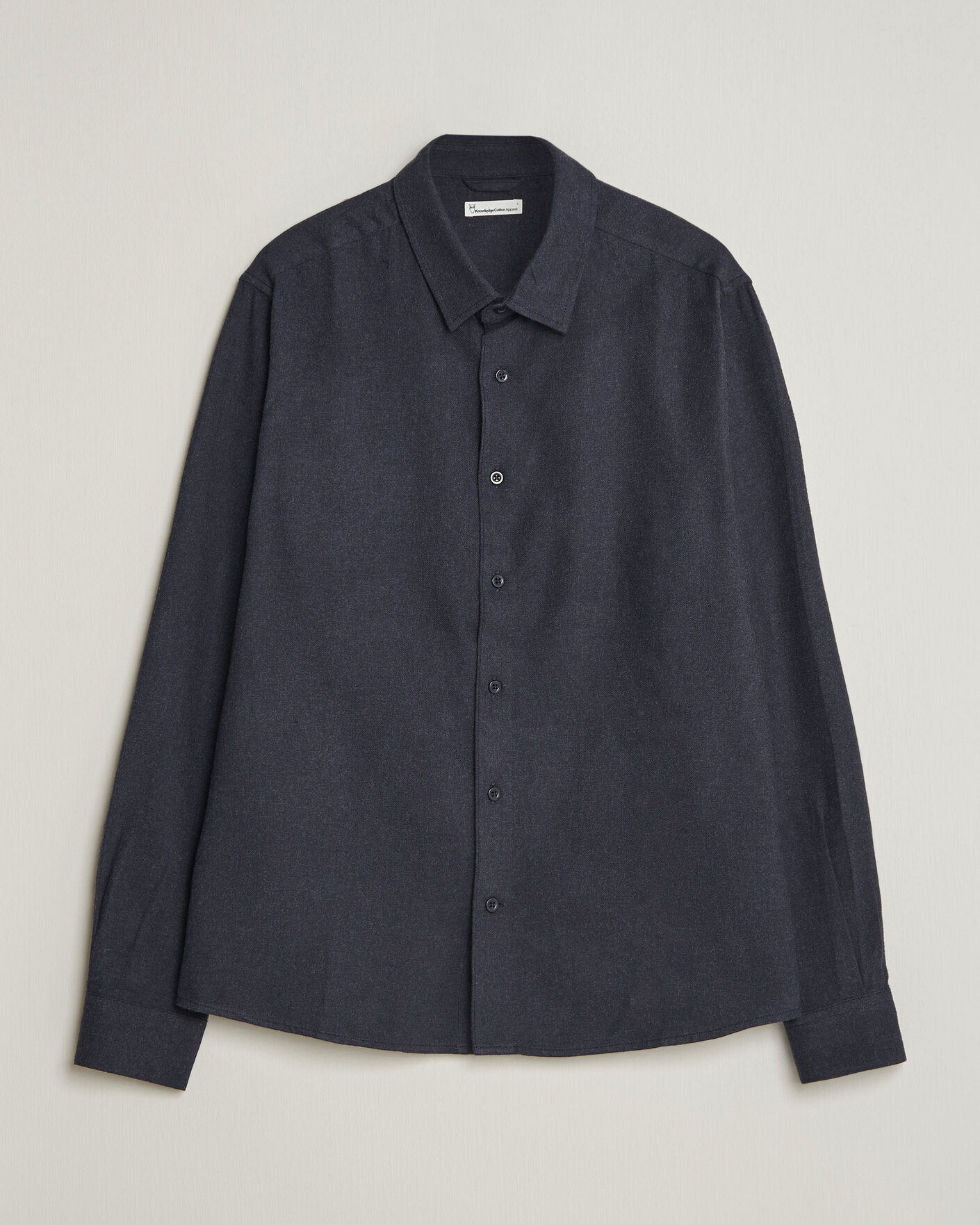 Hombres | Camisas | KnowledgeCotton Apparel | Regular Fit Melange Flannel Shirt Navy