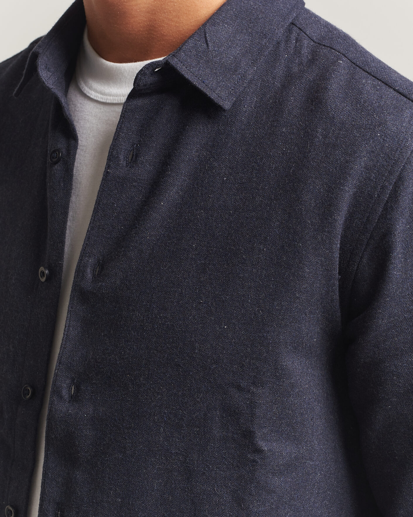 Hombres | Camisas | KnowledgeCotton Apparel | Regular Fit Melange Flannel Shirt Navy