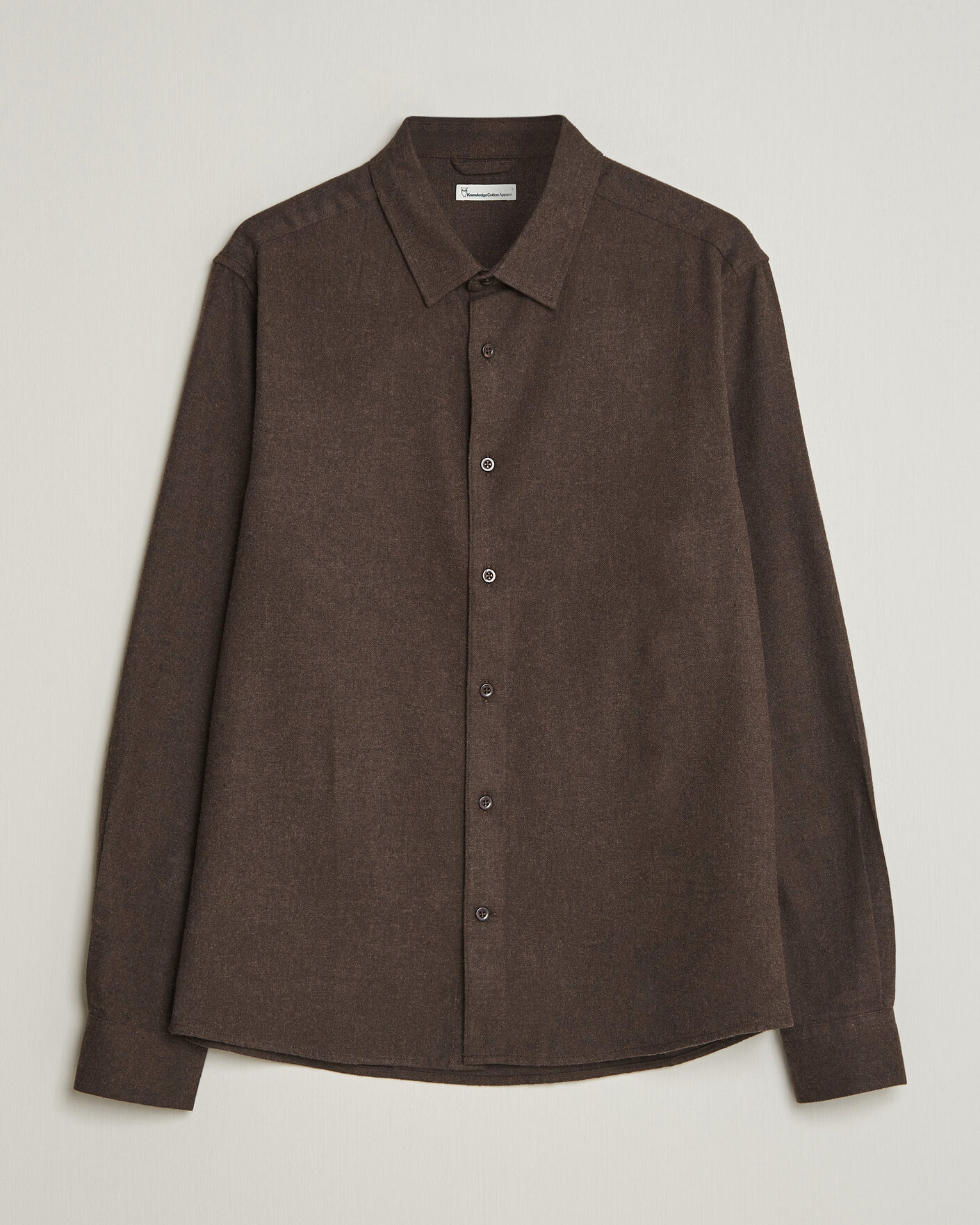 Hombres | Camisas | KnowledgeCotton Apparel | Regular Fit Melange Flannel Shirt Chocolate
