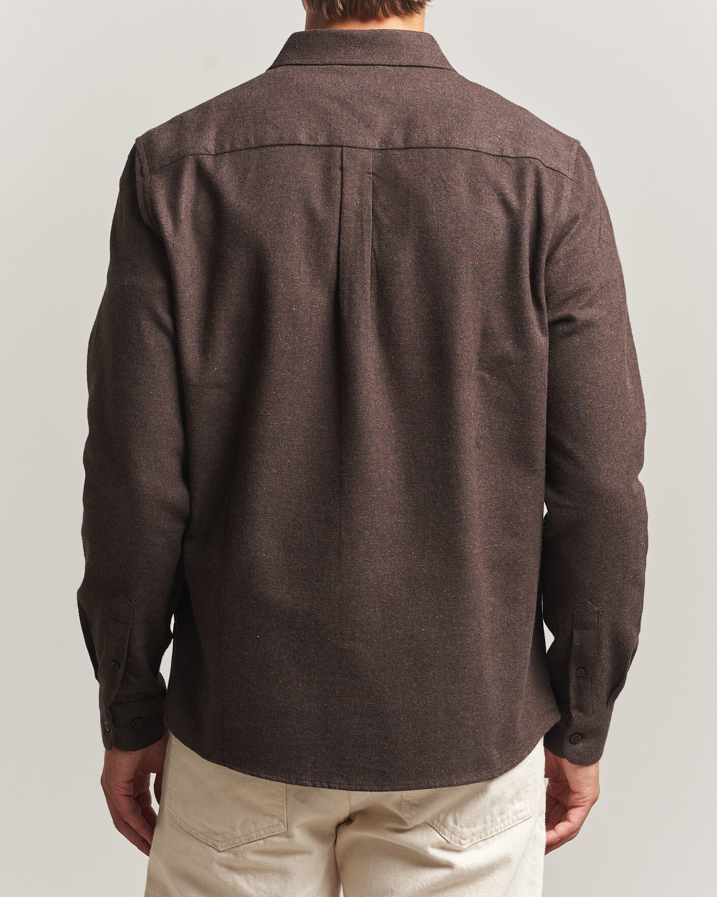 Hombres | Camisas | KnowledgeCotton Apparel | Regular Fit Melange Flannel Shirt Chocolate