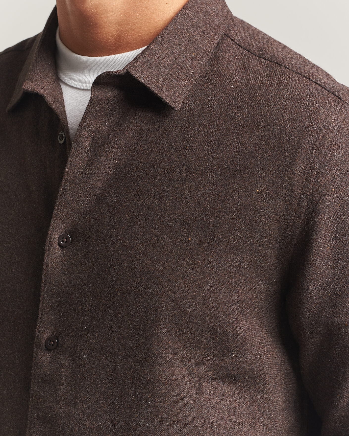 Hombres | Camisas | KnowledgeCotton Apparel | Regular Fit Melange Flannel Shirt Chocolate