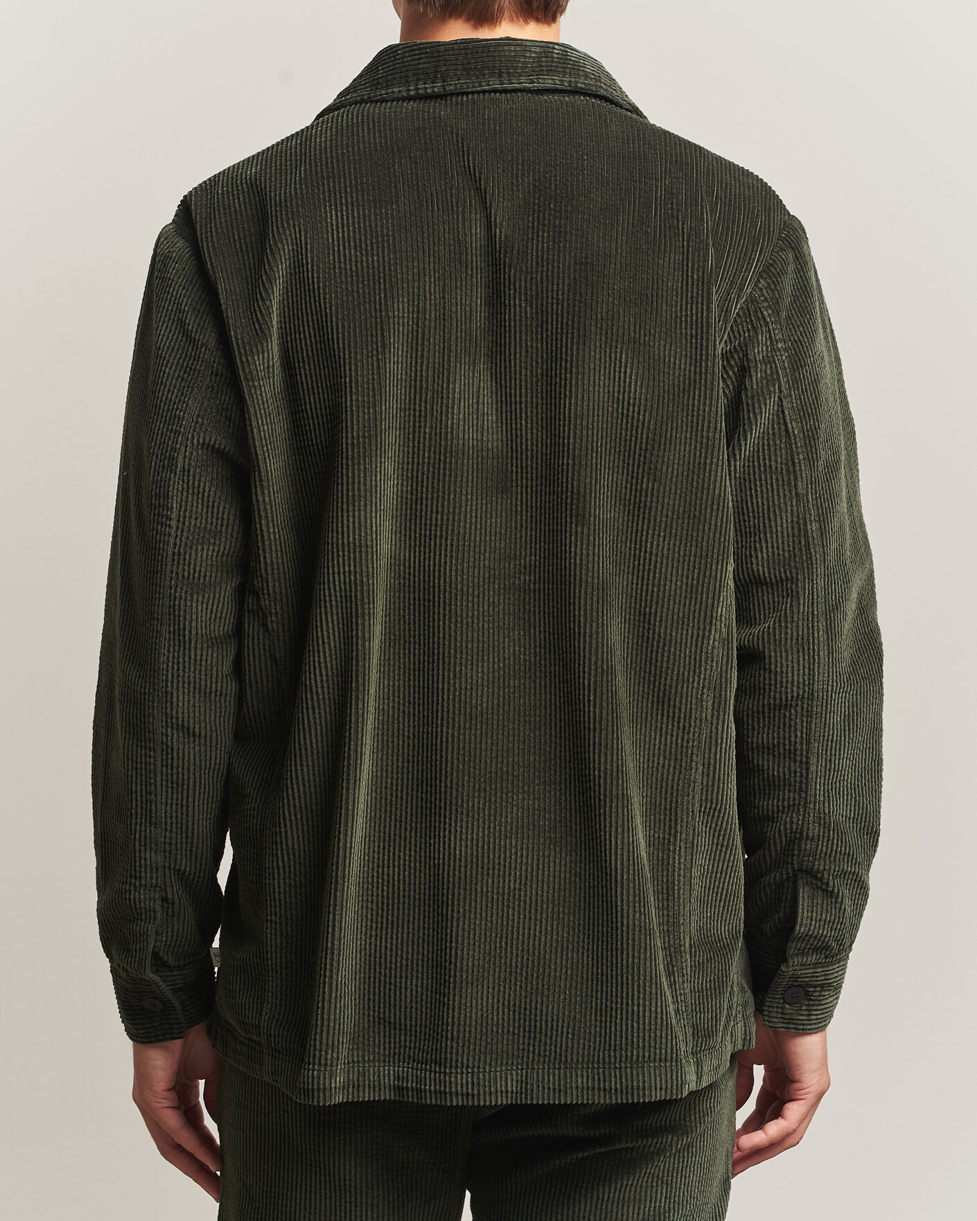 Hombres | Camisas | KnowledgeCotton Apparel | Cotton Corduroy Overshirt Forest Night