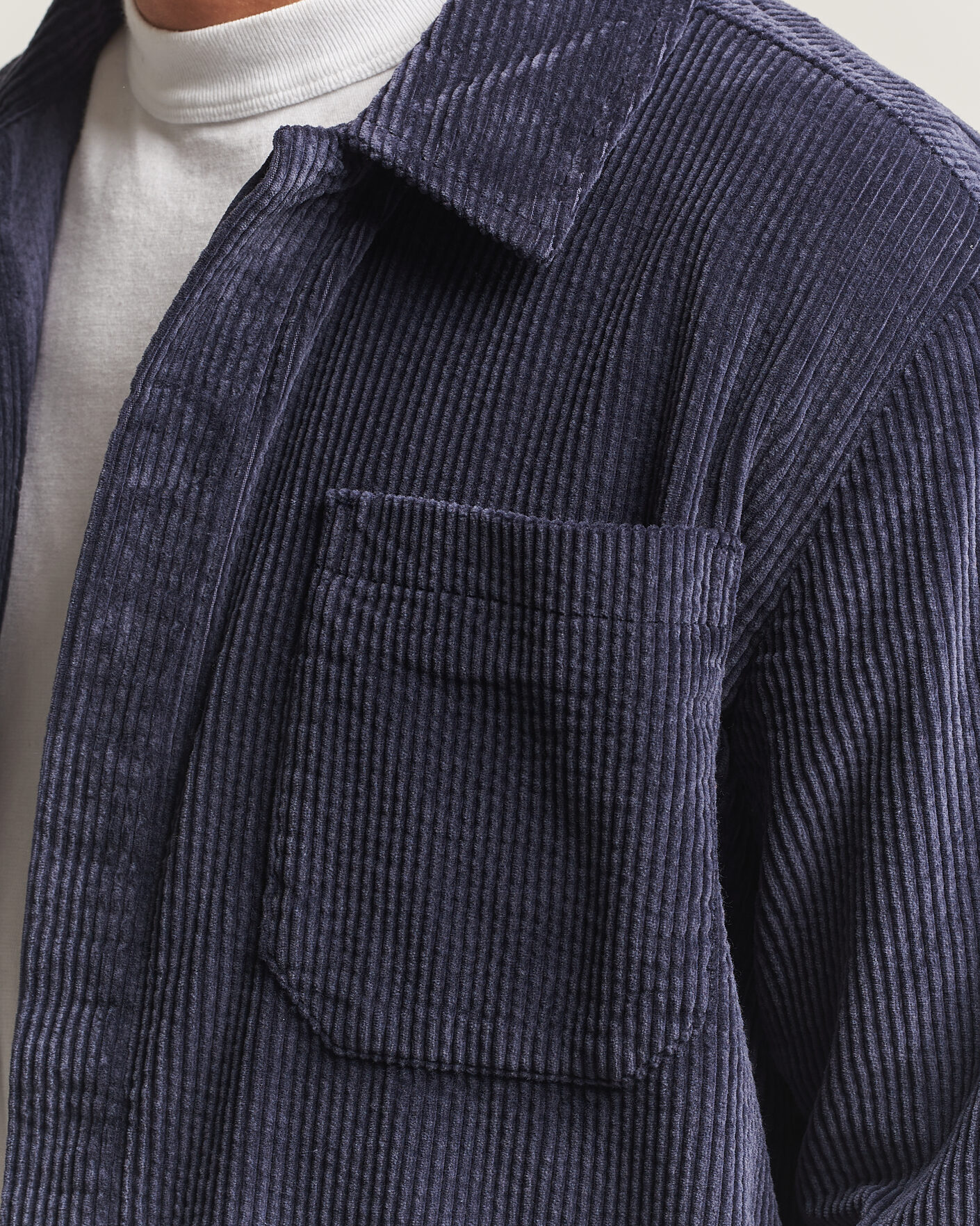 Hombres | Camisas | KnowledgeCotton Apparel | Cotton Corduroy Overshirt Night Sky