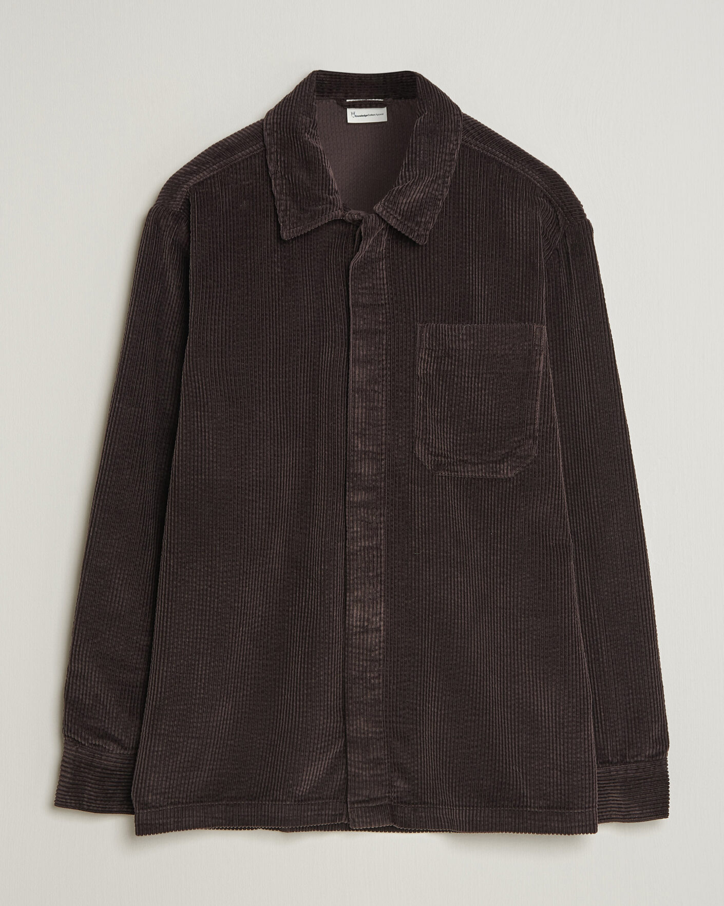 Hombres | Camisas | KnowledgeCotton Apparel | Cotton Corduroy Overshirt Chocolate