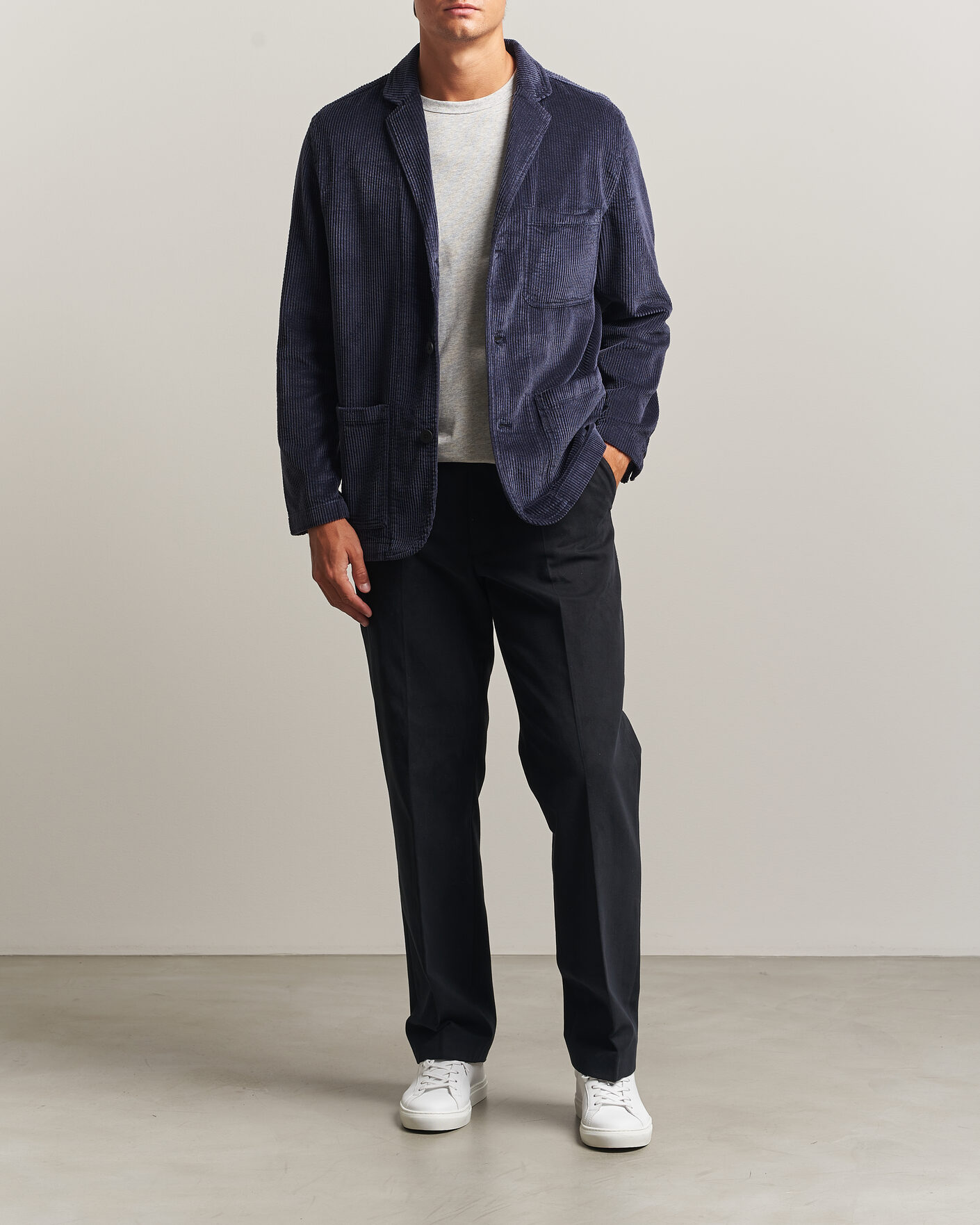 Hombres | Blazers | KnowledgeCotton Apparel | Cotton Corduroy Blazer Night Sky