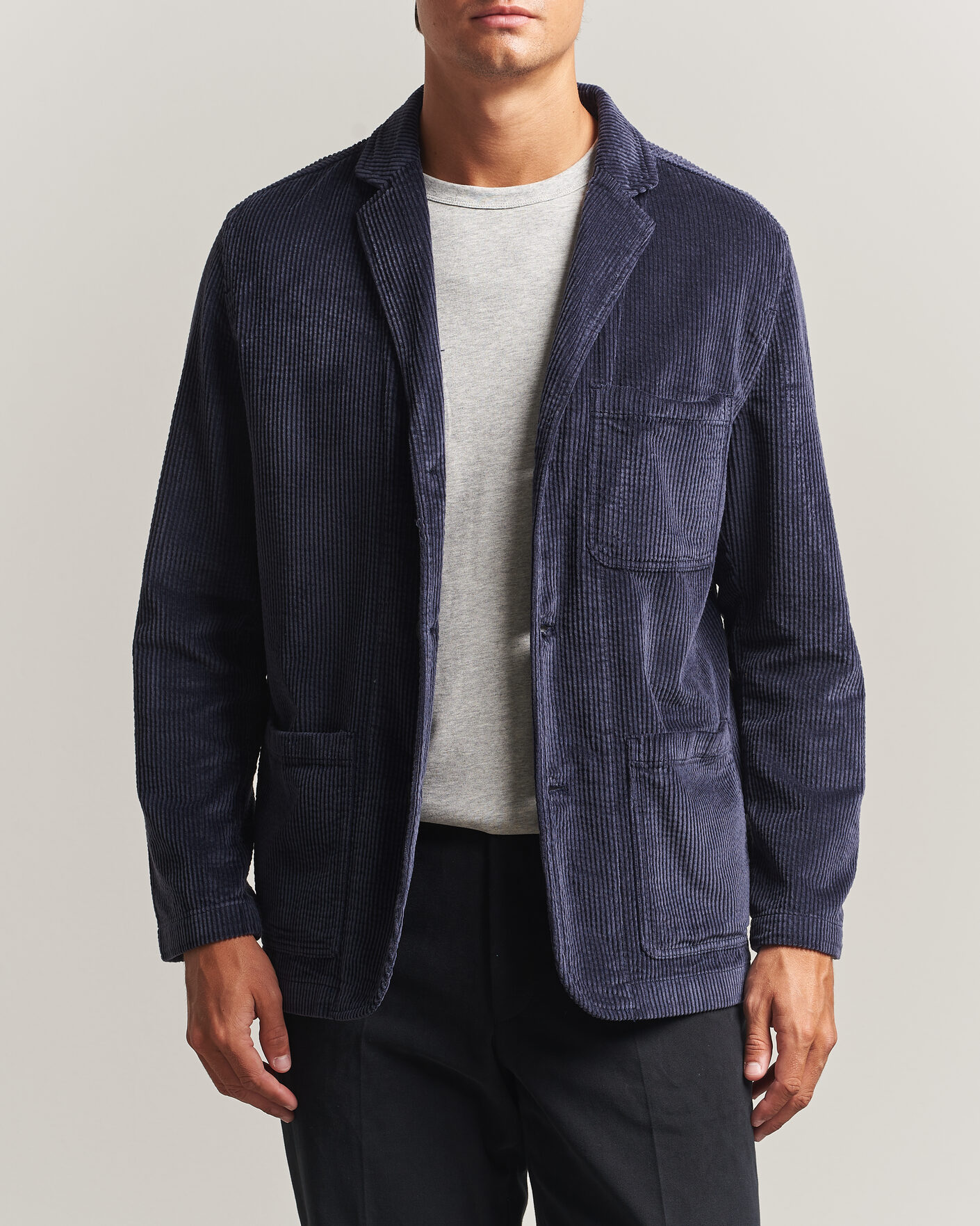 Hombres | Blazers | KnowledgeCotton Apparel | Cotton Corduroy Blazer Night Sky