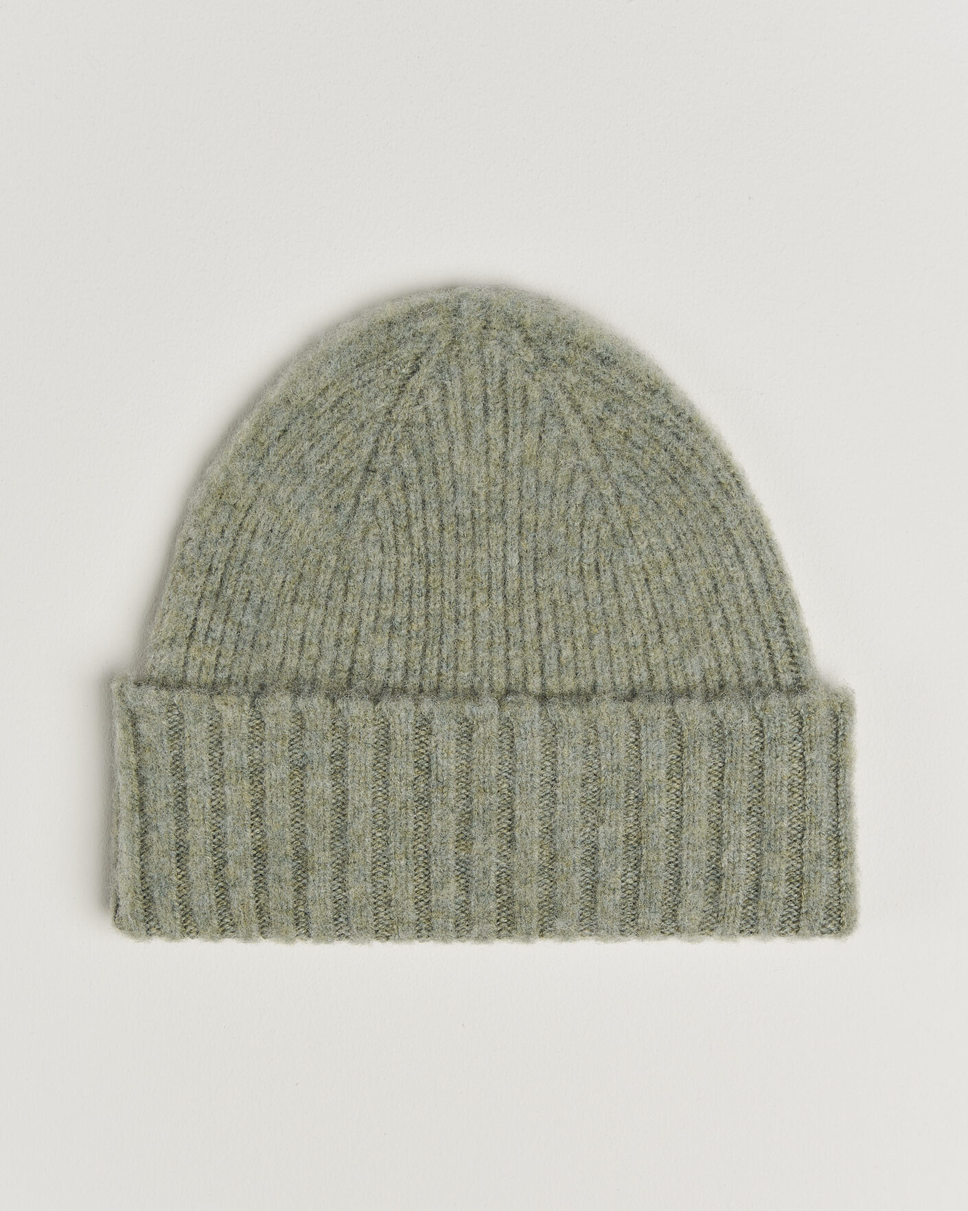 Hombres | Gorros | Robert Mackie | Rona Ribbed Shaggy Lambswool Beanie Light Green