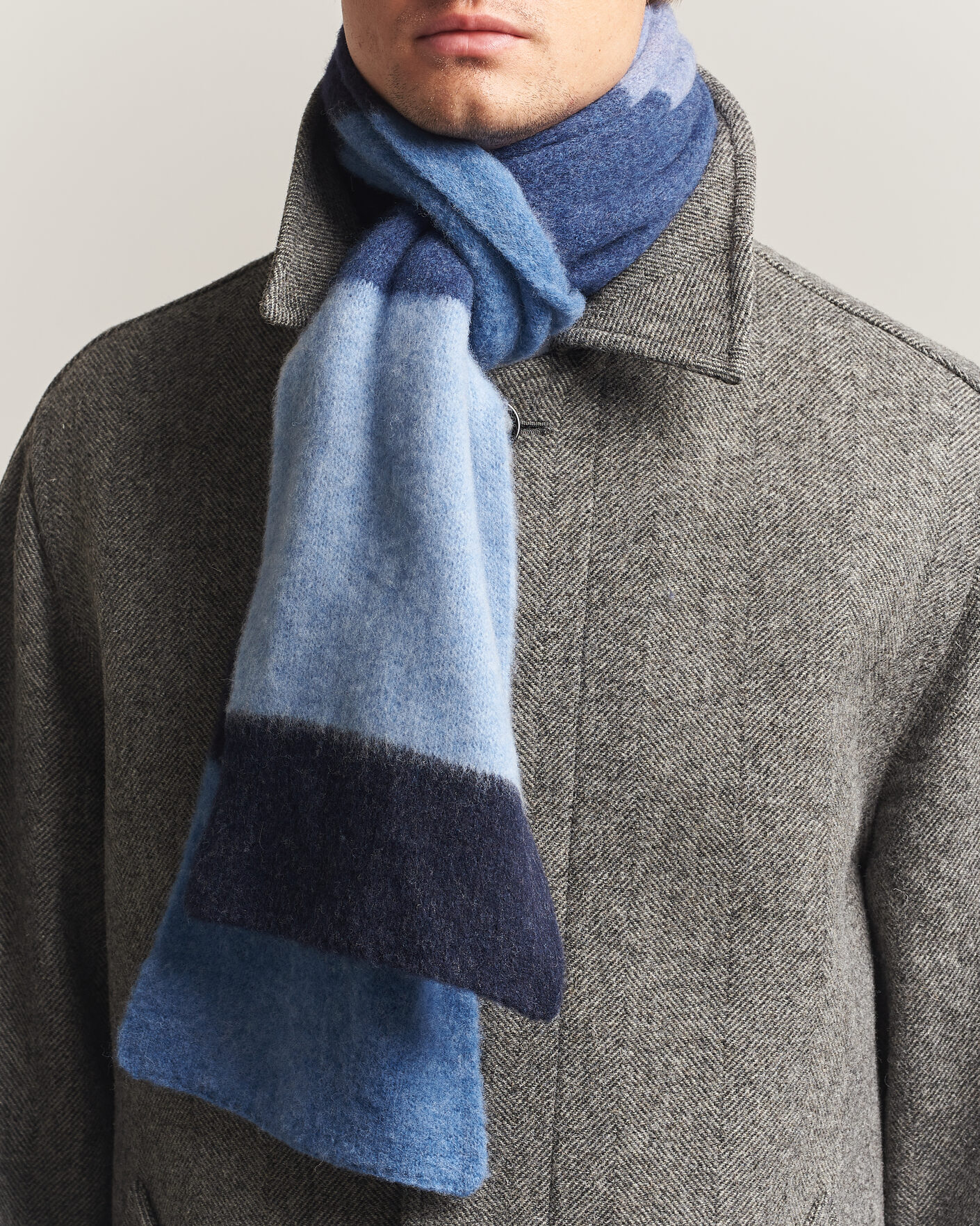 Hombres | Bufandas | Robert Mackie | Rona Ribbed Shaggy Lambswool Scarf Blue