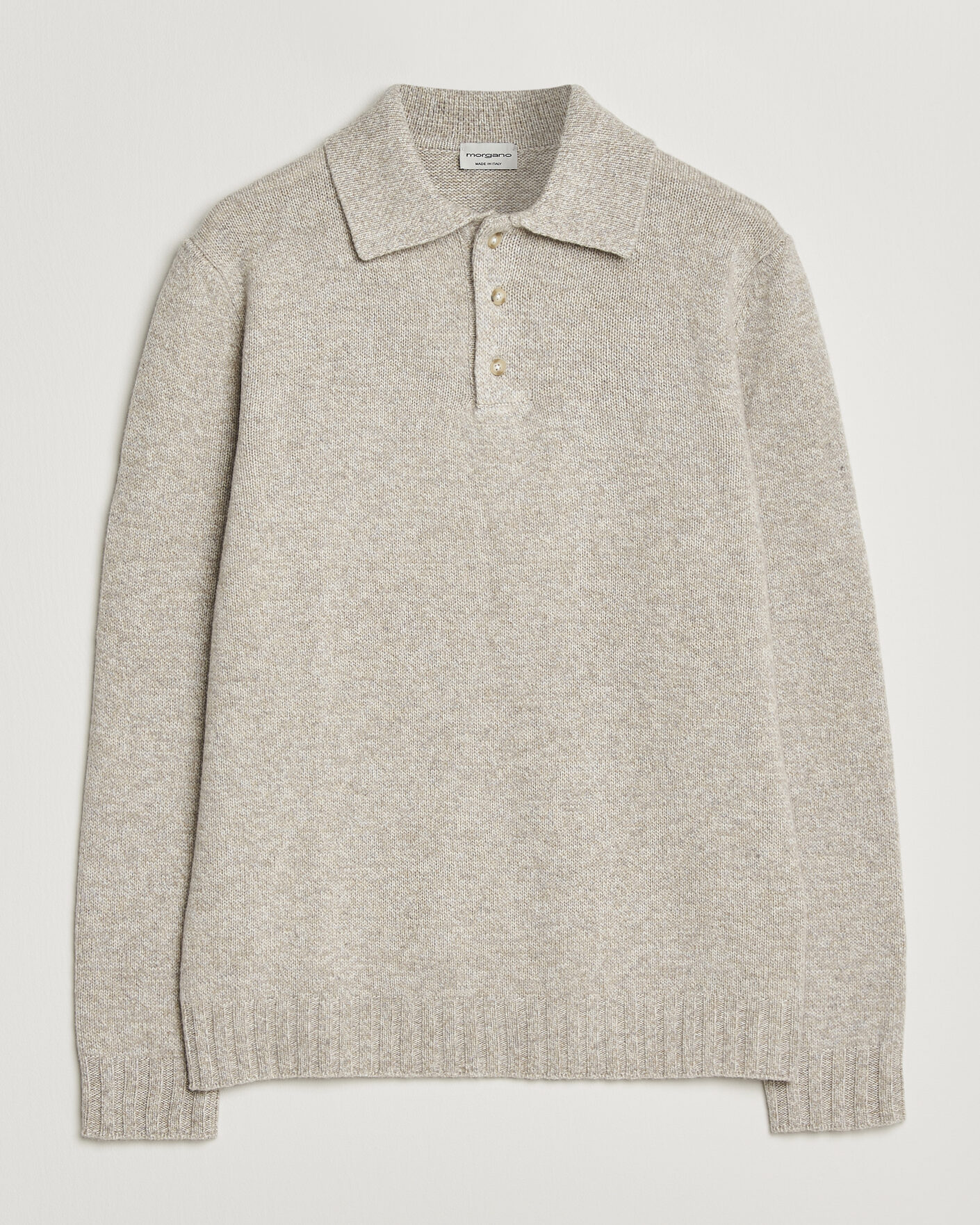 Hombres | Jerséis y prendas de punto | Morgano | Wool/Cashmere Knitted Polo Beige
