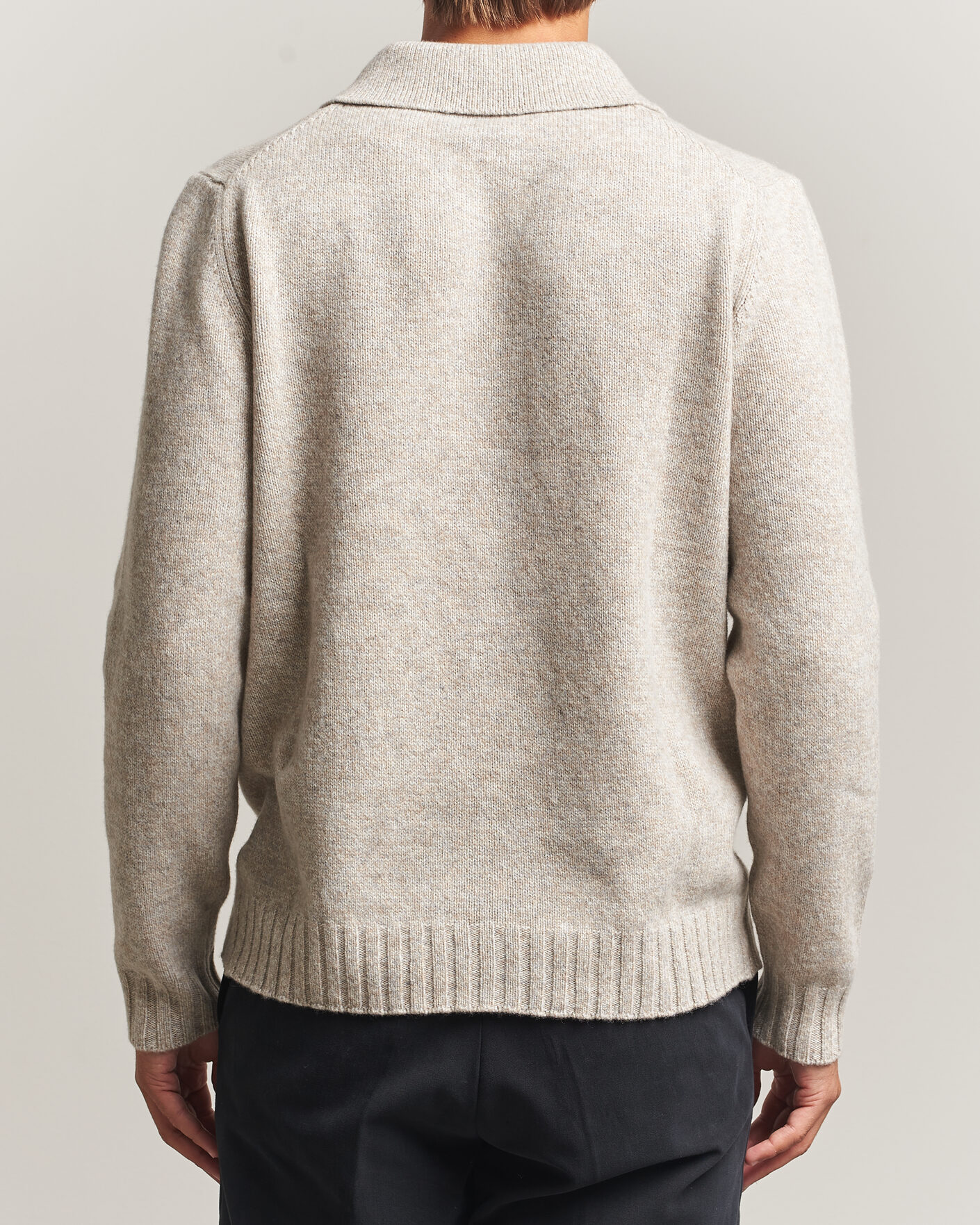 Hombres | Jerséis y prendas de punto | Morgano | Wool/Cashmere Knitted Polo Beige