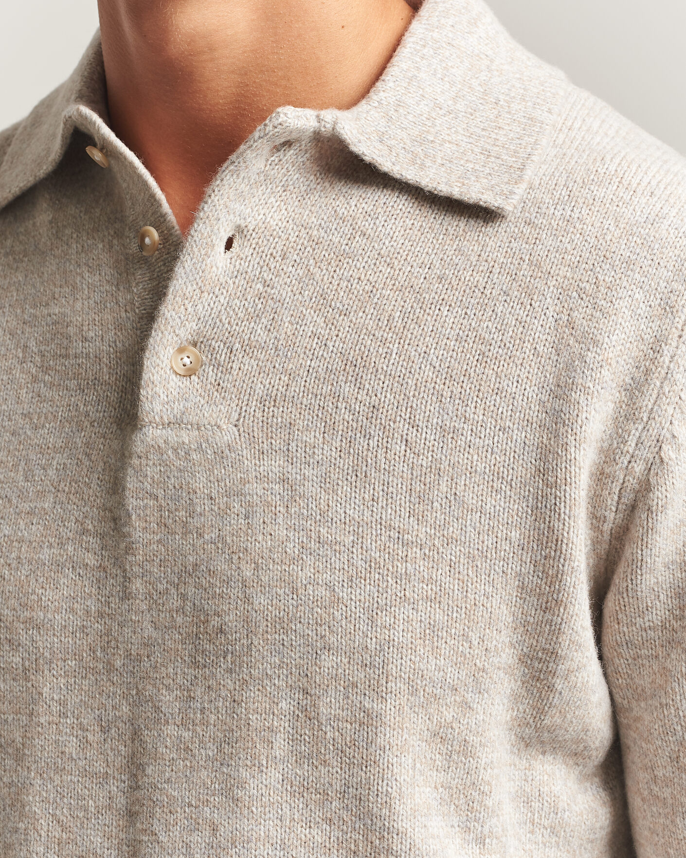 Hombres | Jerséis y prendas de punto | Morgano | Wool/Cashmere Knitted Polo Beige