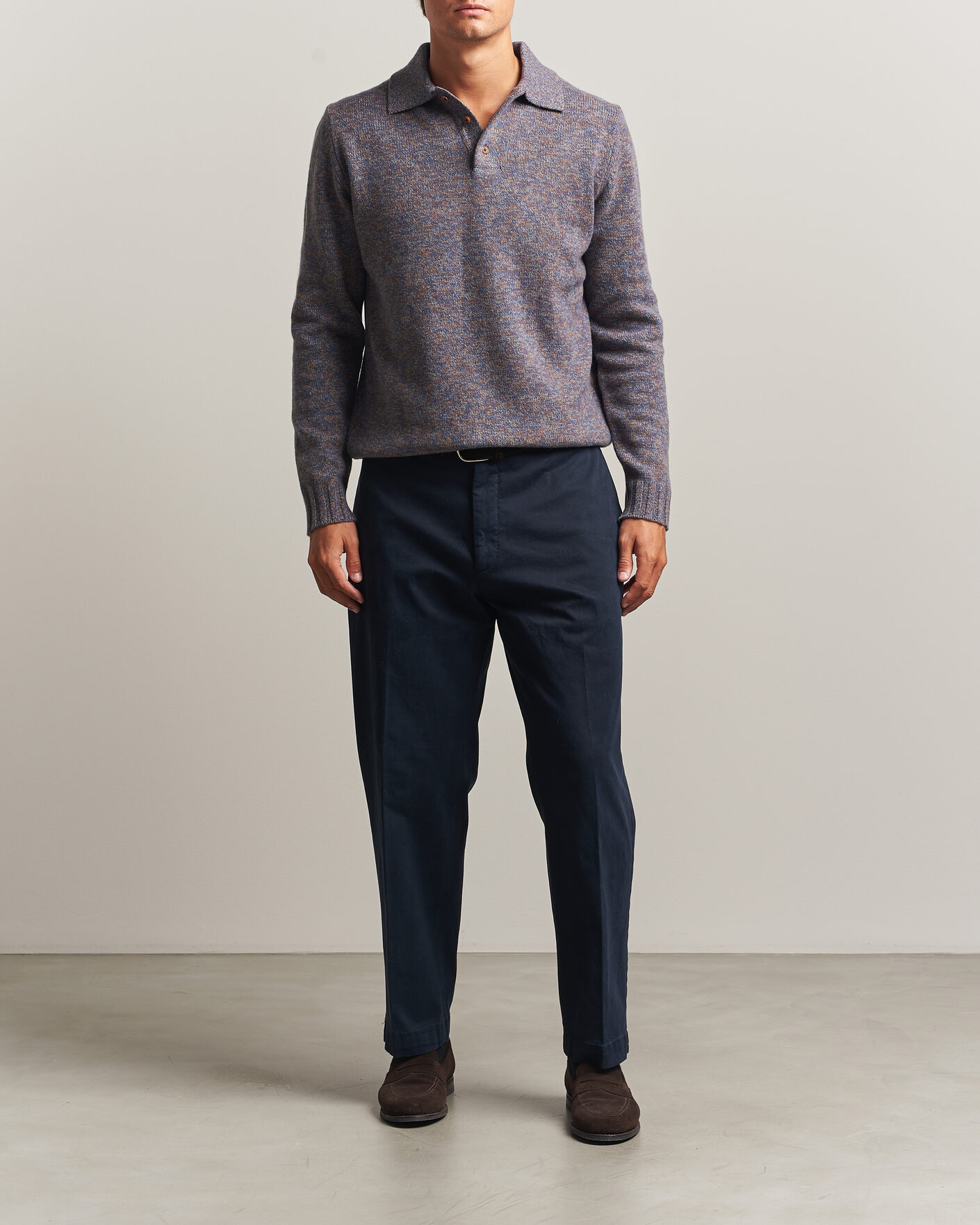 Hombres | Jerséis y prendas de punto | Morgano | Wool/Cashmere Knitted Polo Blue