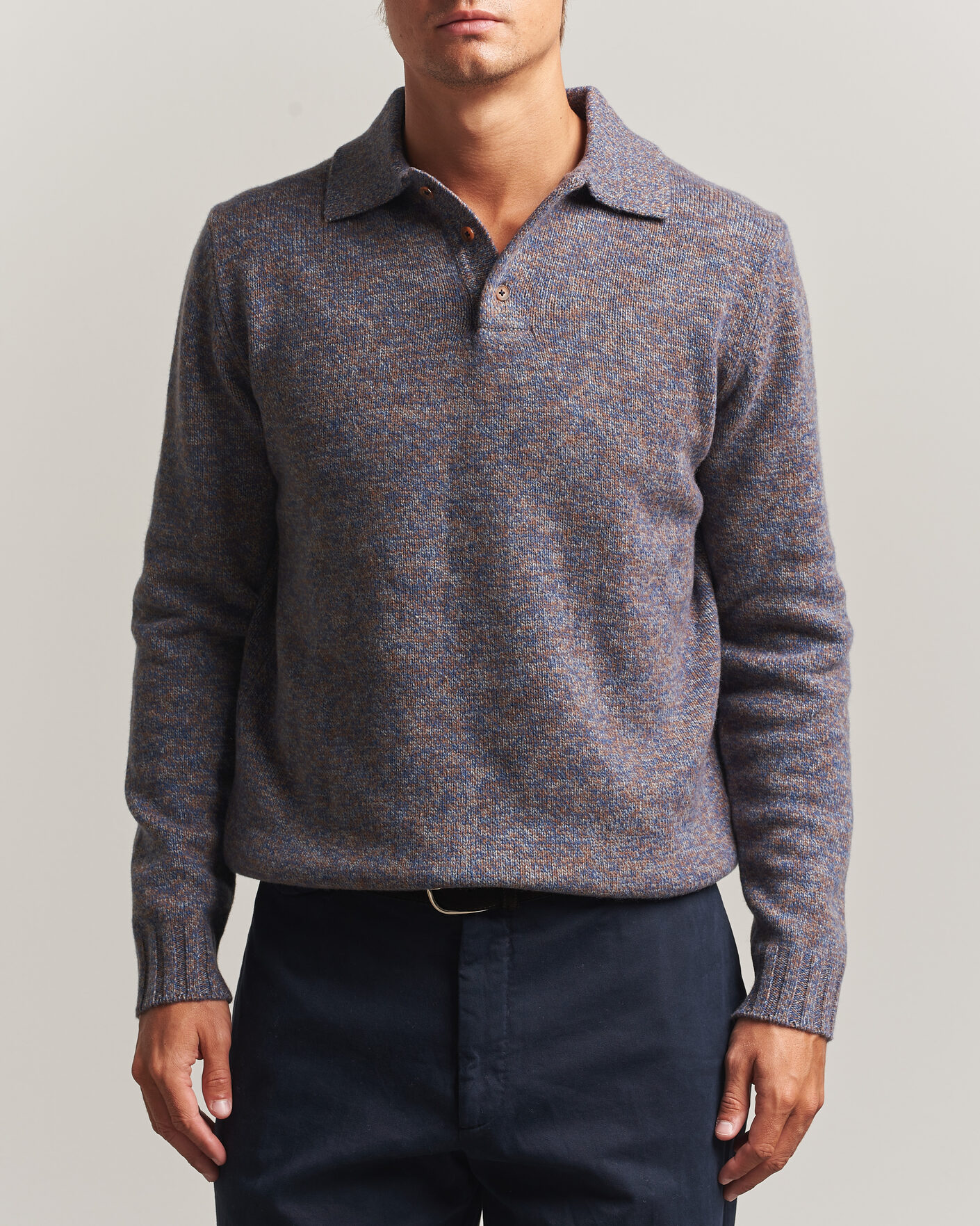 Hombres | Jerséis y prendas de punto | Morgano | Wool/Cashmere Knitted Polo Blue