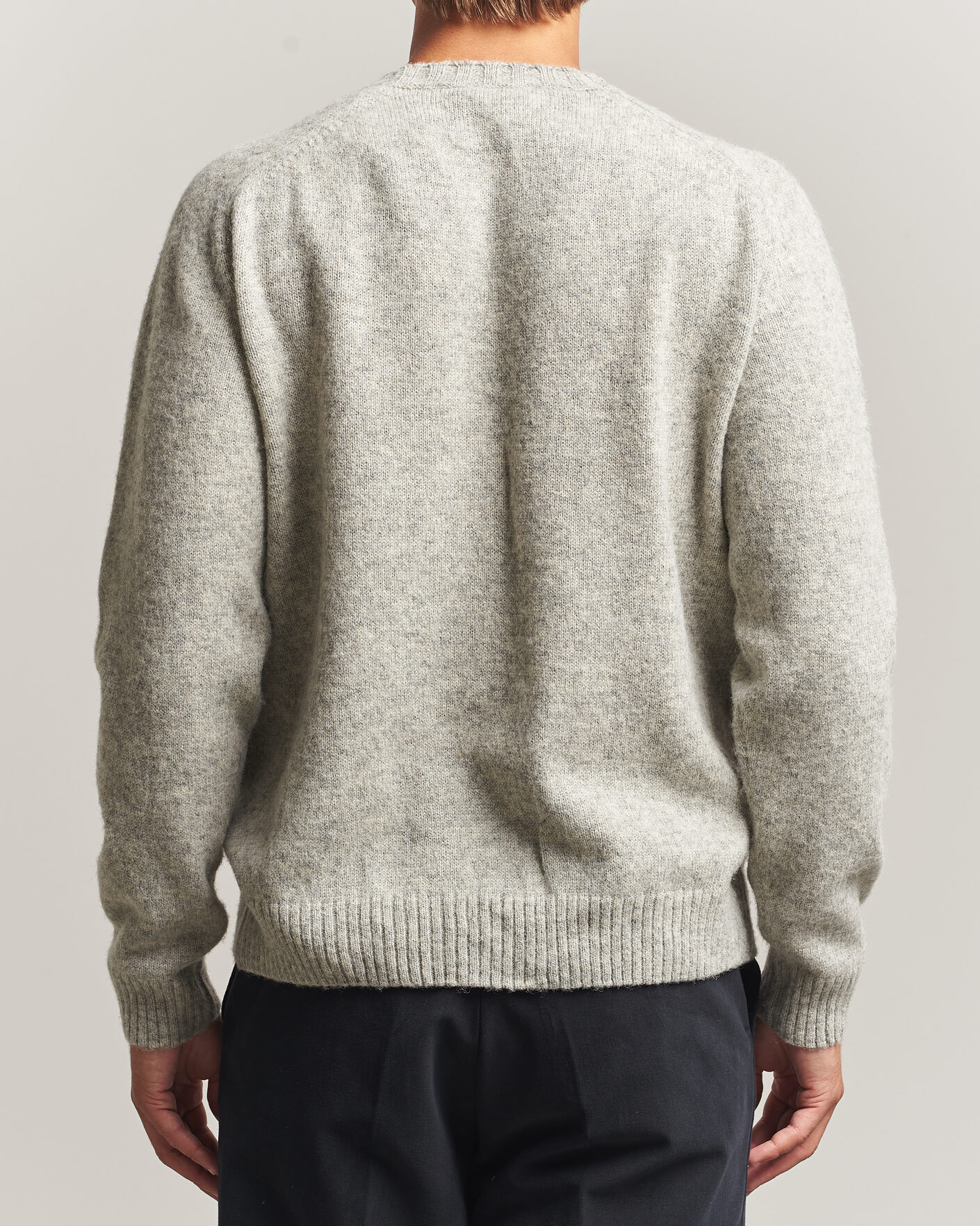 Hombres | Jerséis y prendas de punto | Morgano | Brushed Wool Crewneck Grey
