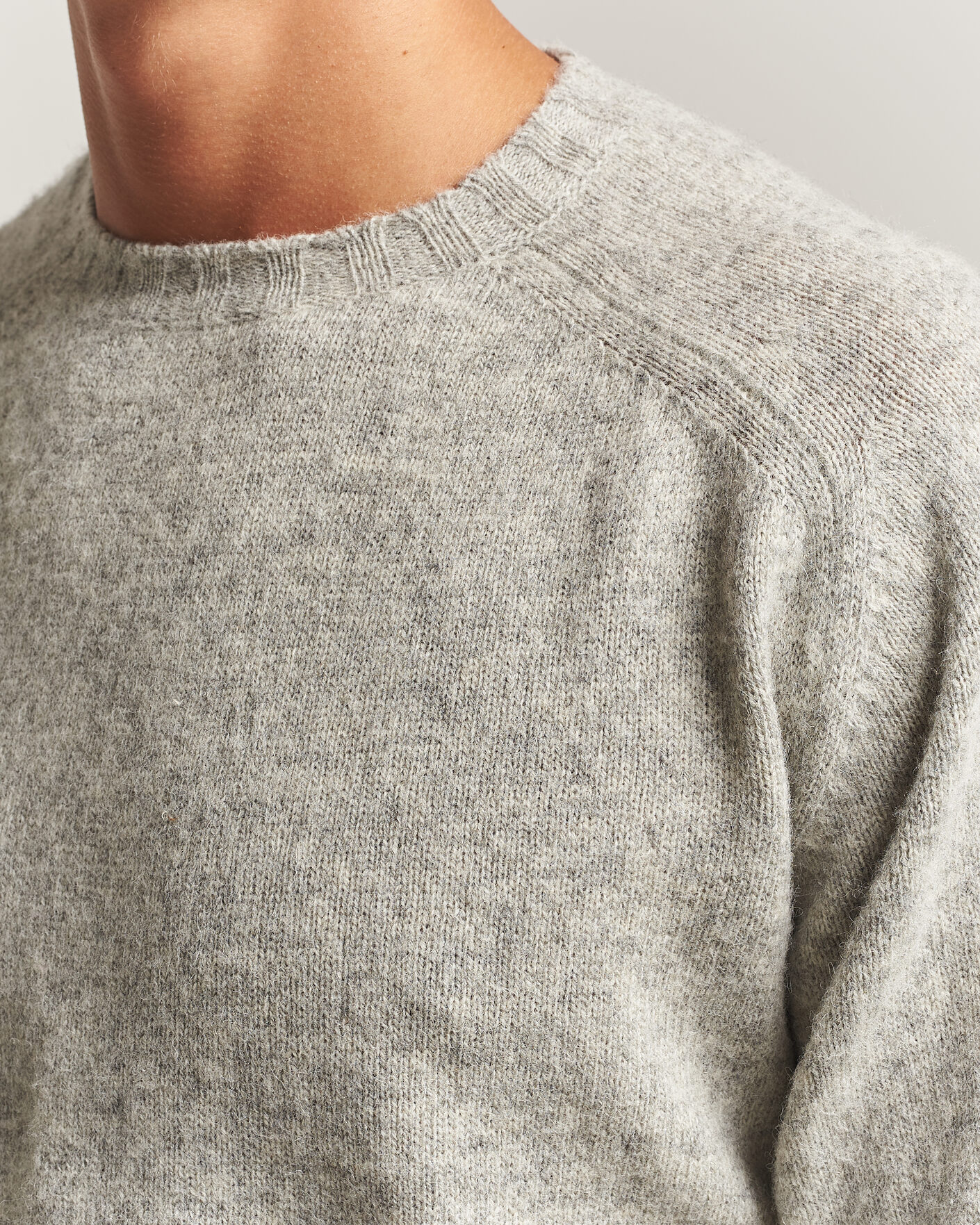 Hombres | Jerséis y prendas de punto | Morgano | Brushed Wool Crewneck Grey