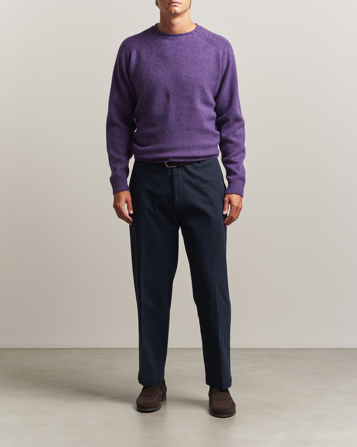 Hombres | Jerséis y prendas de punto | Morgano | Brushed Wool Crewneck Purple