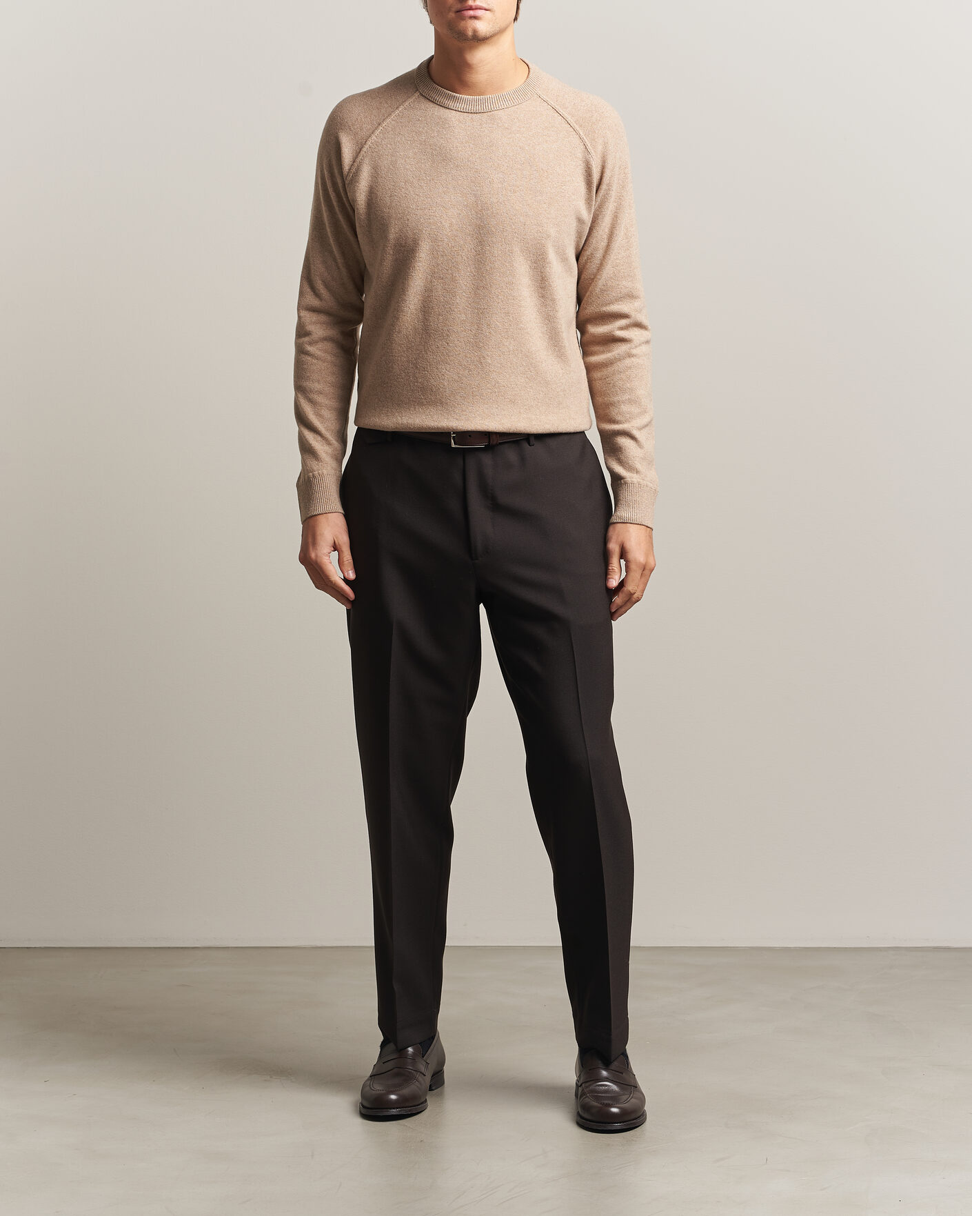 Hombres | Jerséis y prendas de punto | Morgano | Wool/Cashmere Raglan Crew Beige