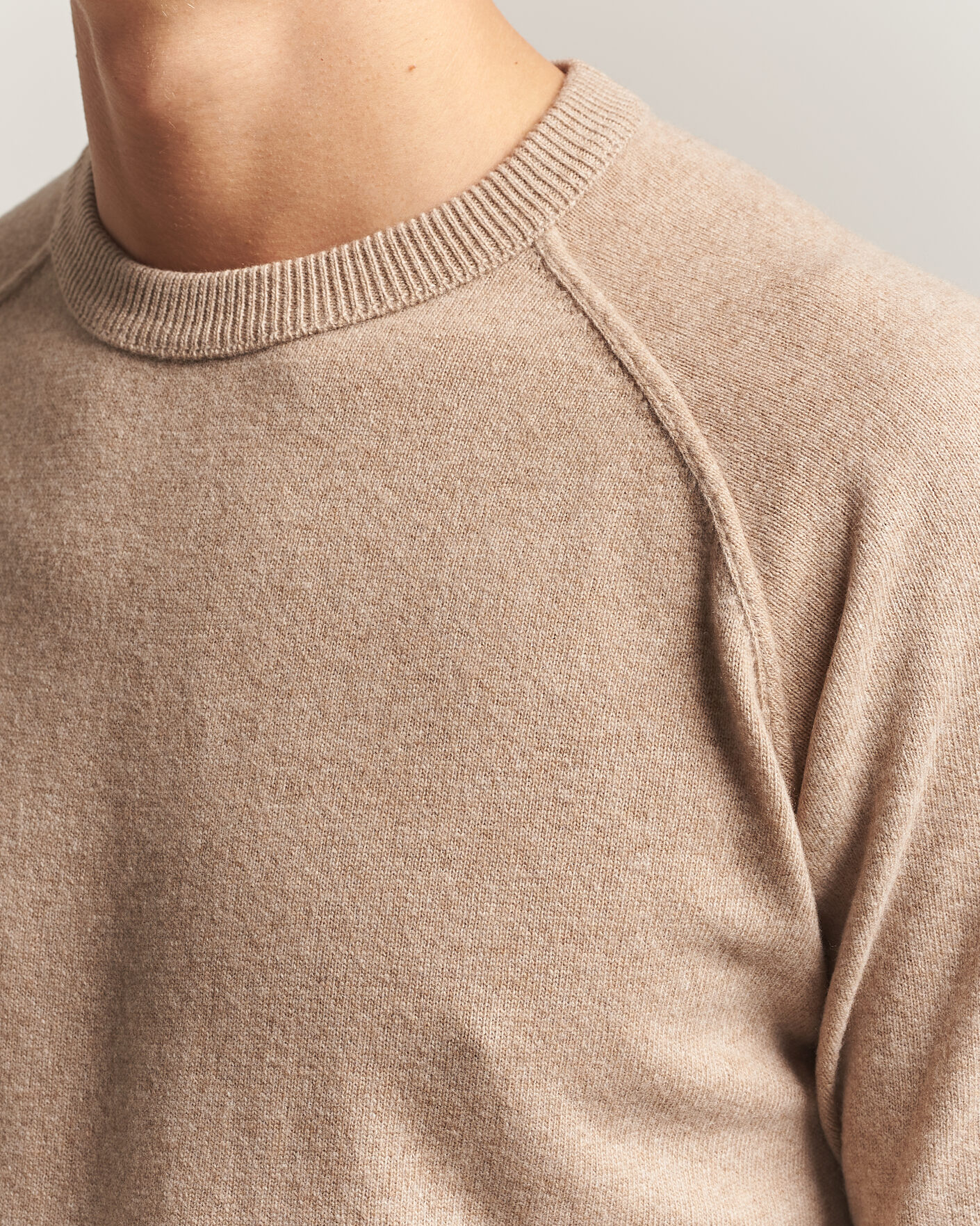 Hombres | Jerséis y prendas de punto | Morgano | Wool/Cashmere Raglan Crew Beige