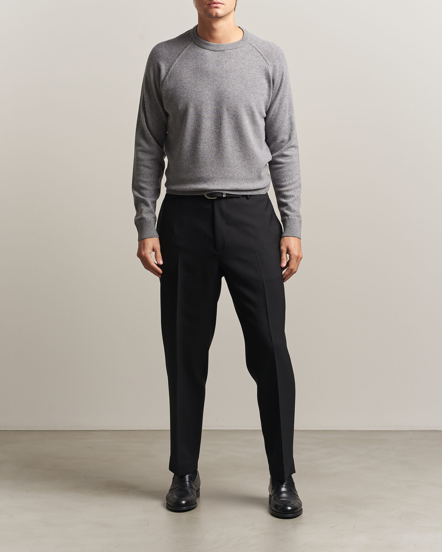 Hombres | Jerséis y prendas de punto | Morgano | Wool/Cashmere Raglan Crew Grey