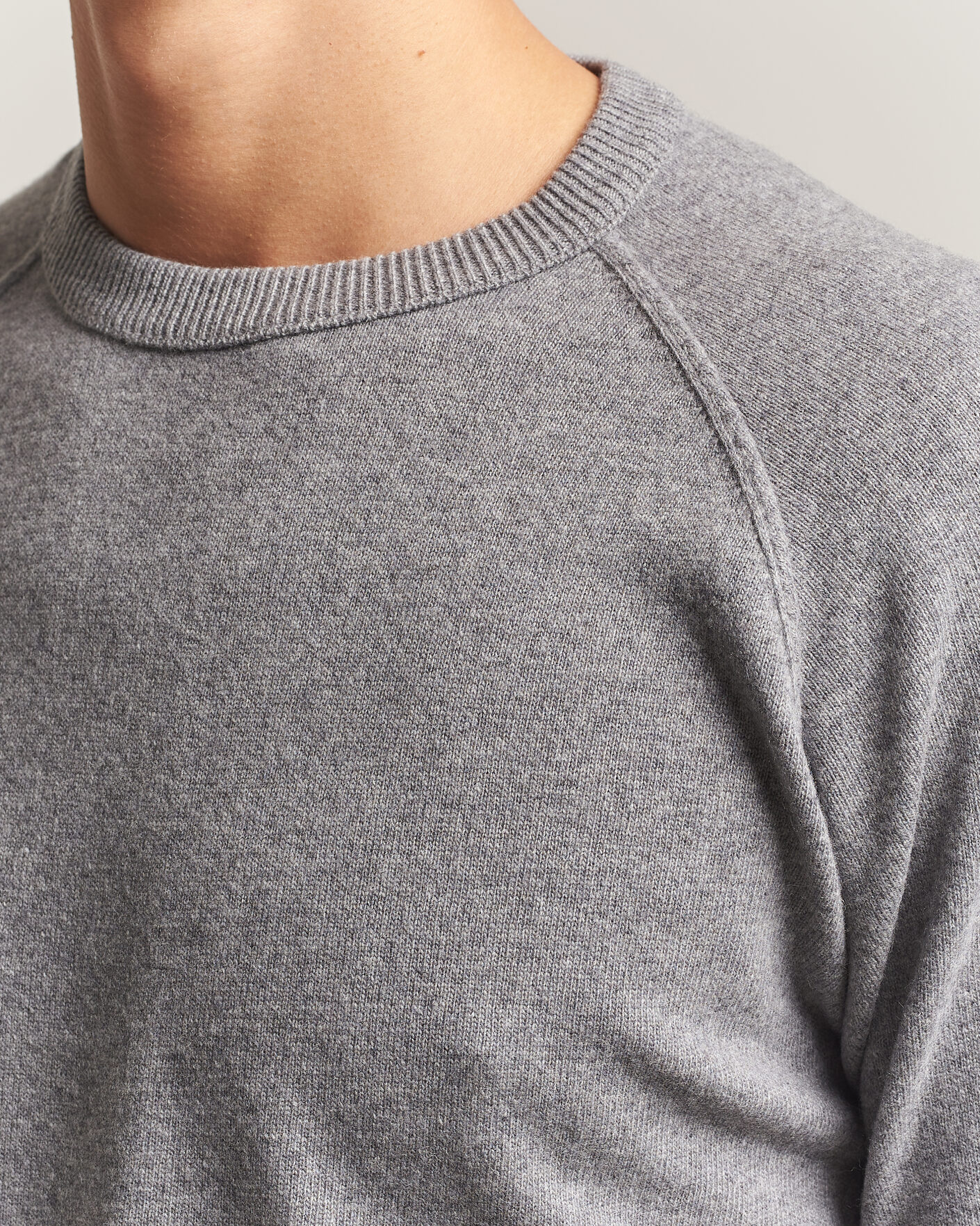 Hombres | Jerséis y prendas de punto | Morgano | Wool/Cashmere Raglan Crew Grey