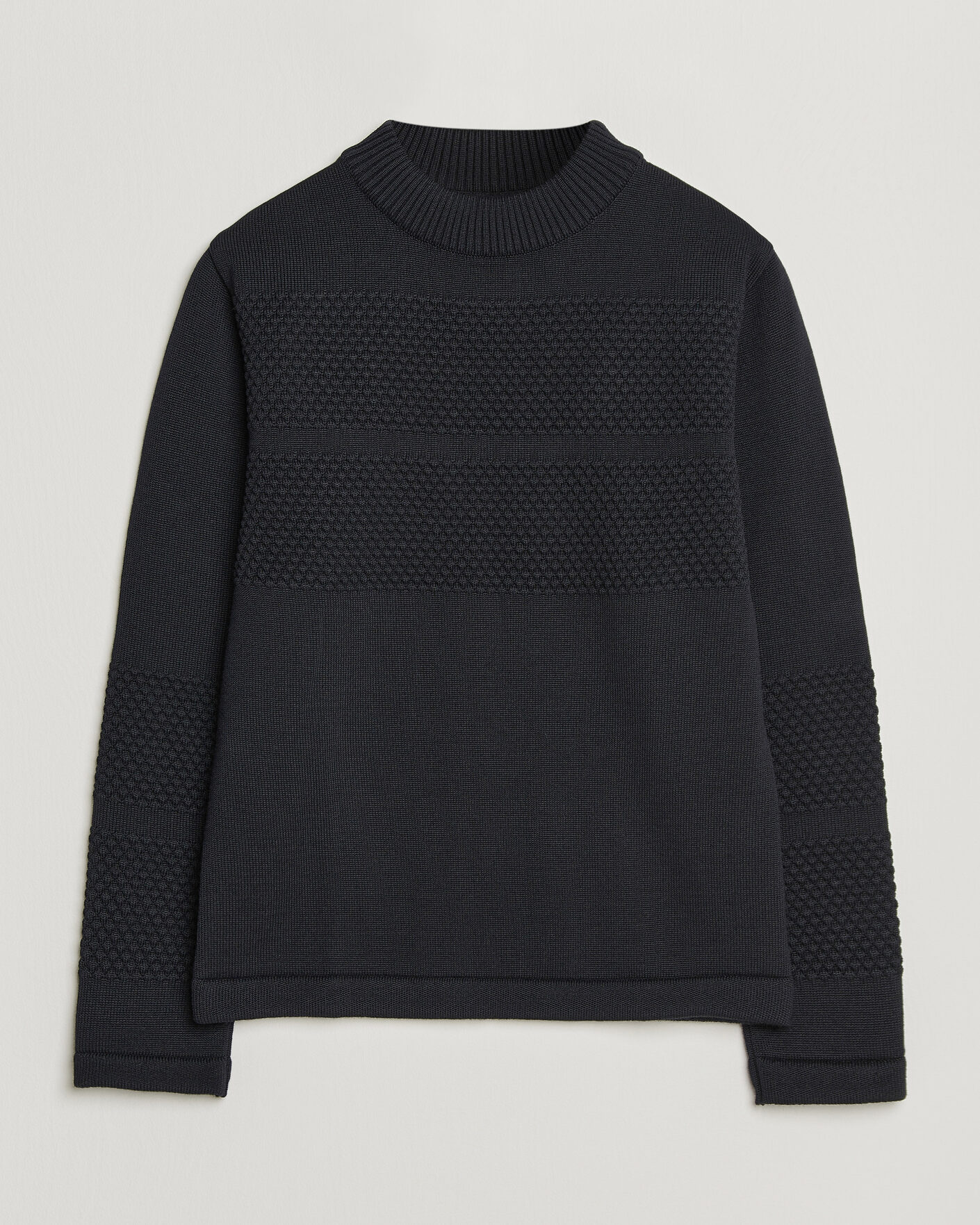 Hombres | Jerséis y prendas de punto | S.N.S. Herning | Fisherman Mock Neck Navy Blue