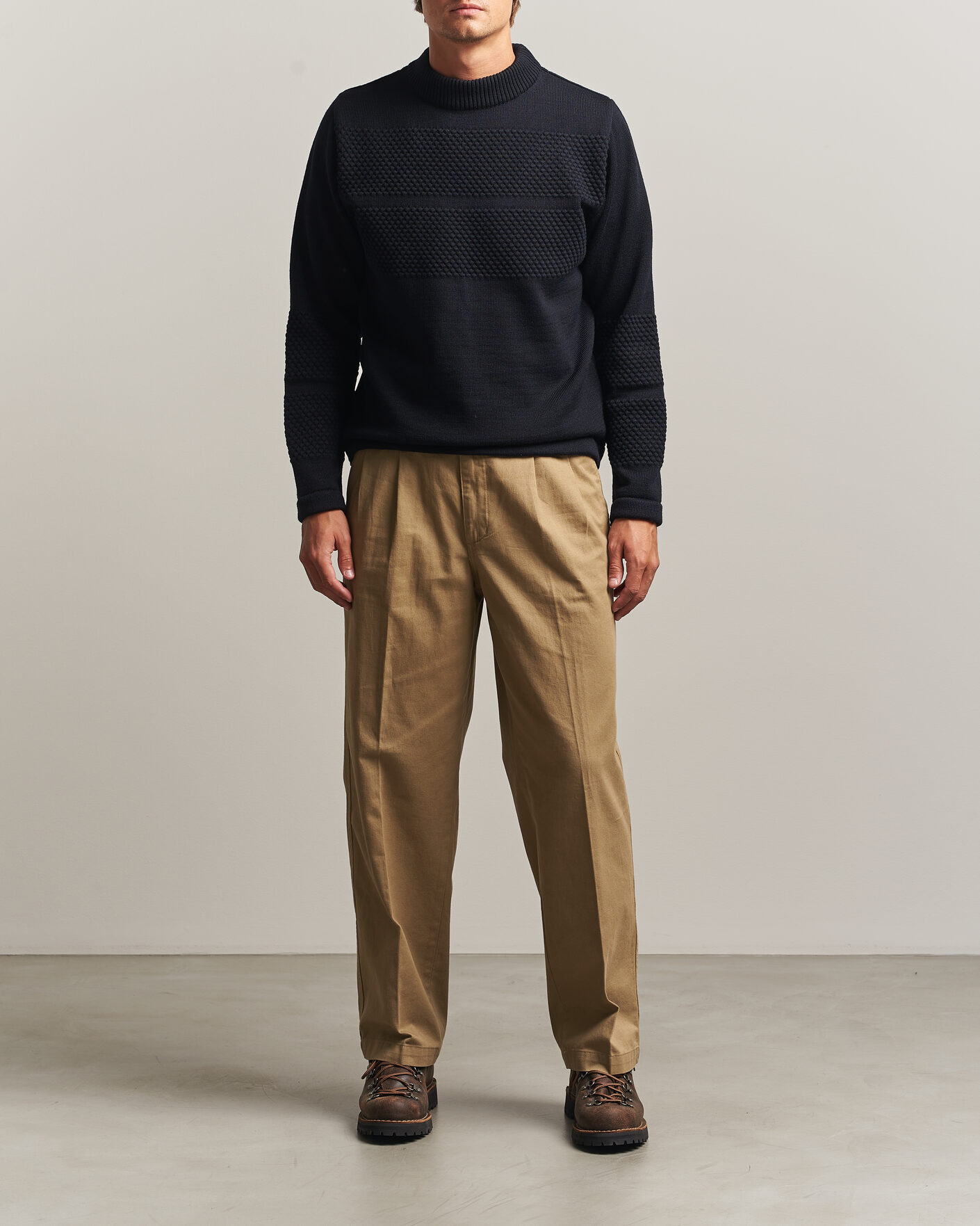 Hombres | Jerséis y prendas de punto | S.N.S. Herning | Fisherman Mock Neck Navy Blue