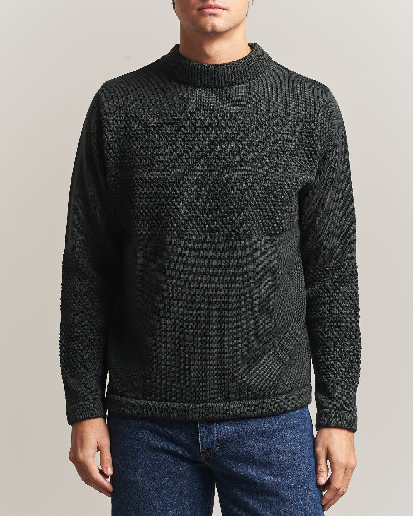 Hombres | Jerséis y prendas de punto | S.N.S. Herning | Fisherman Mock Neck Terrain Green