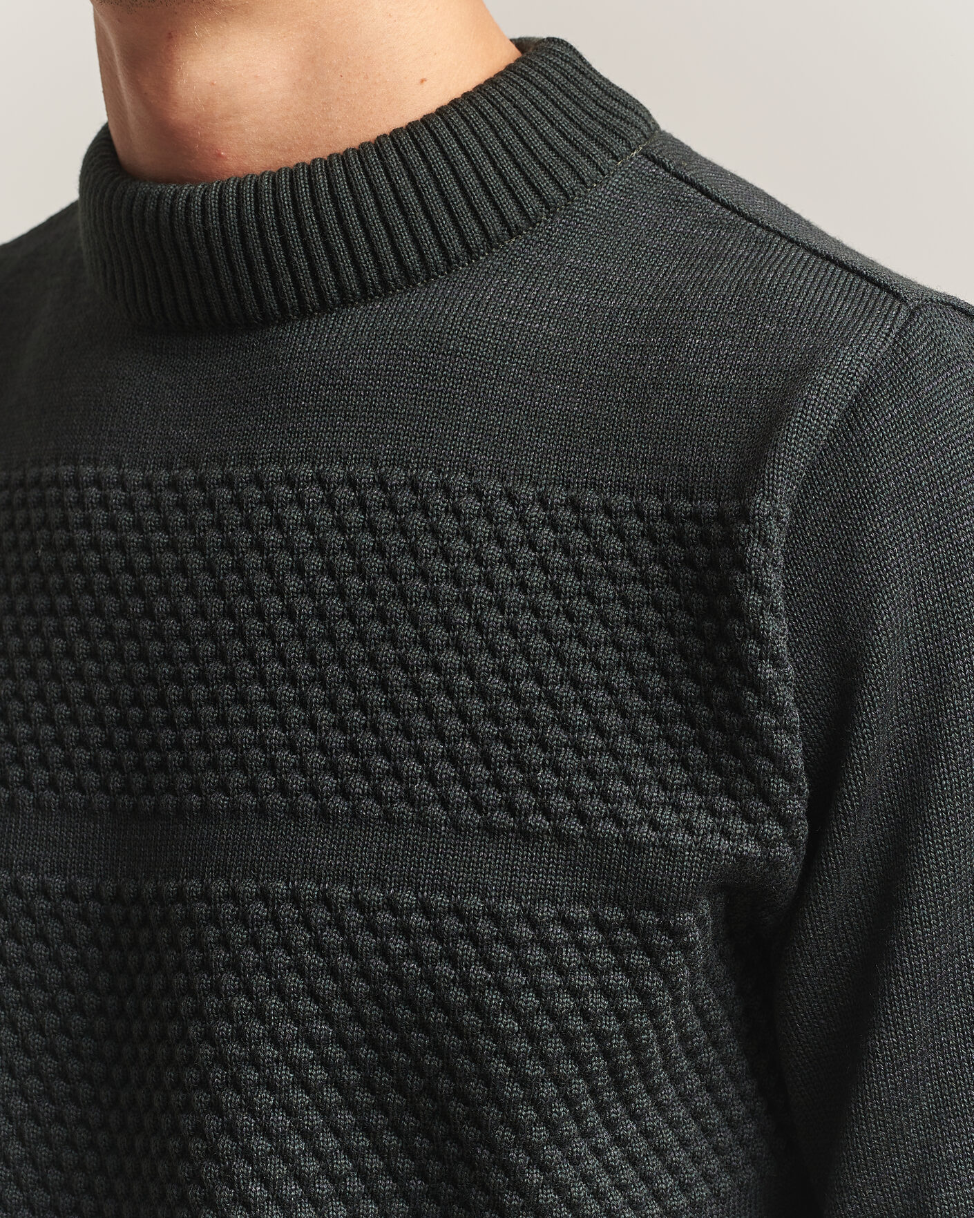 Hombres | Jerséis y prendas de punto | S.N.S. Herning | Fisherman Mock Neck Terrain Green