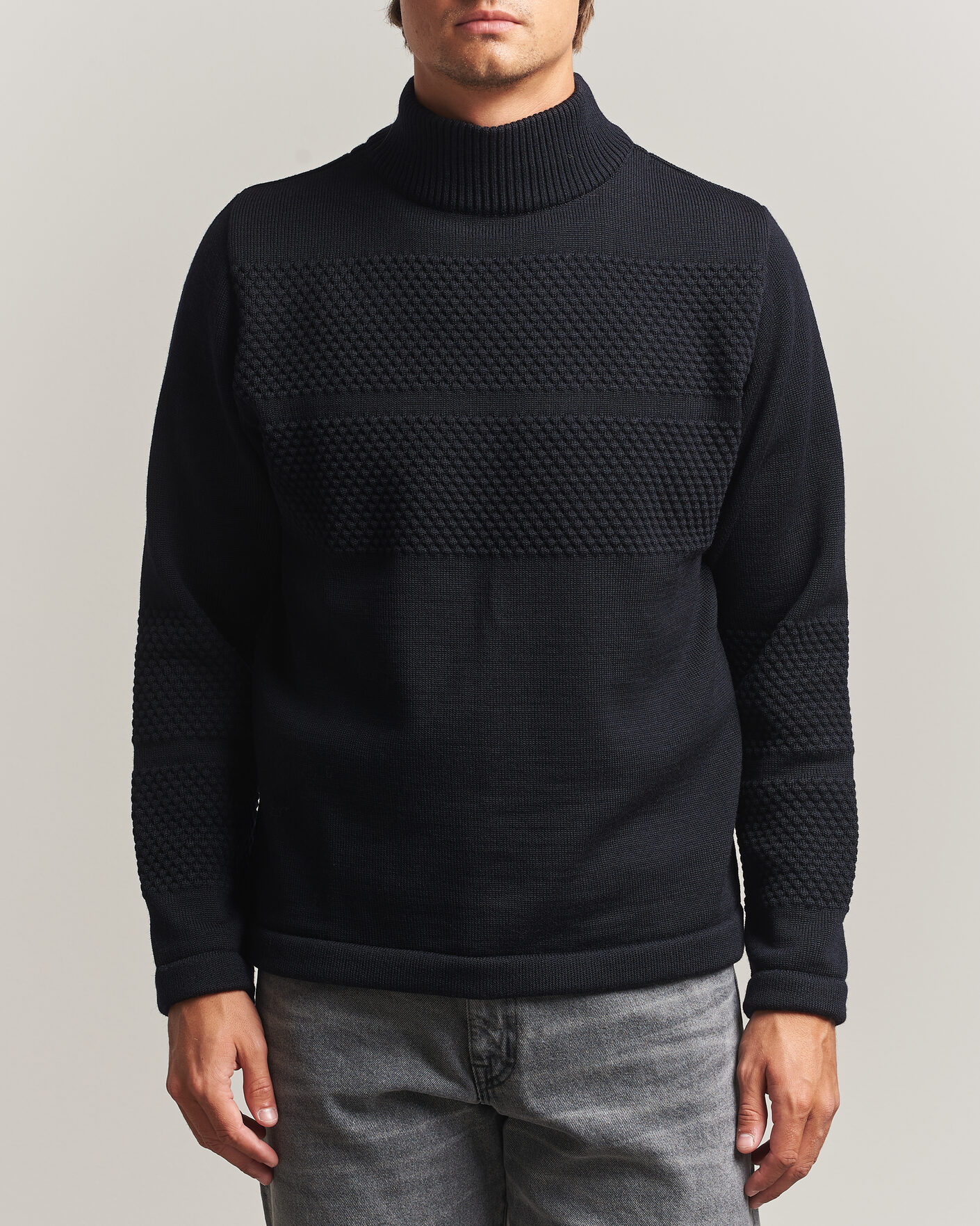 Hombres | Jerséis y prendas de punto | S.N.S. Herning | Fisherman High Neck Navy Blue