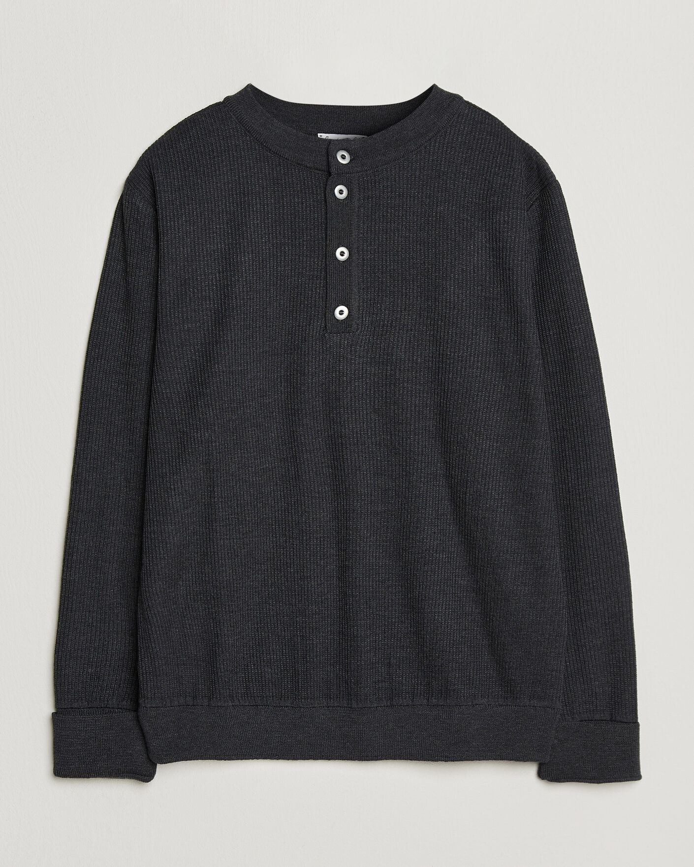 Hombres | Jerséis y prendas de punto | S.N.S. Herning | Stamina Rib Henley Magnetite Black