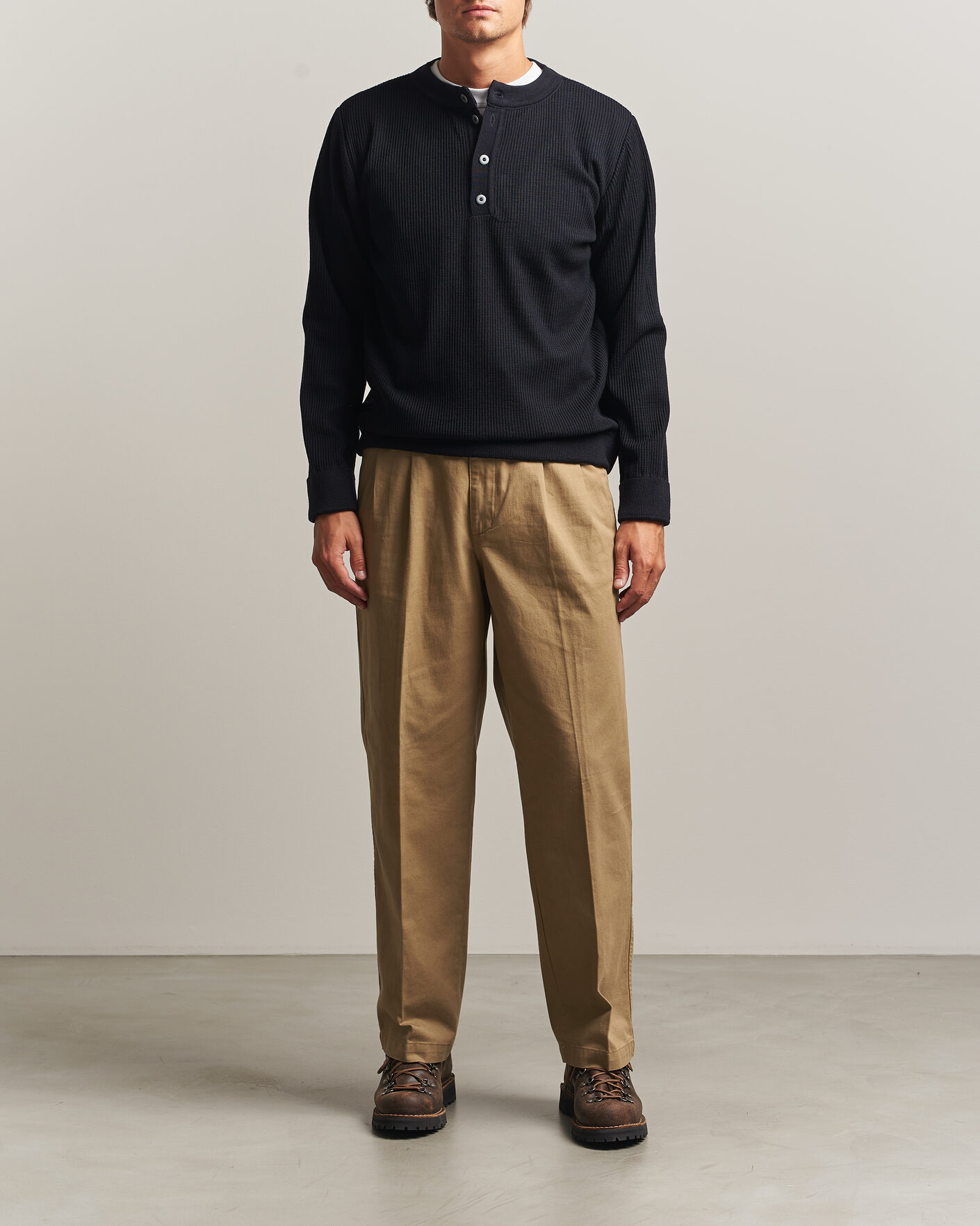 Hombres | Jerséis y prendas de punto | S.N.S. Herning | Stamina Rib Henley Navy Blue