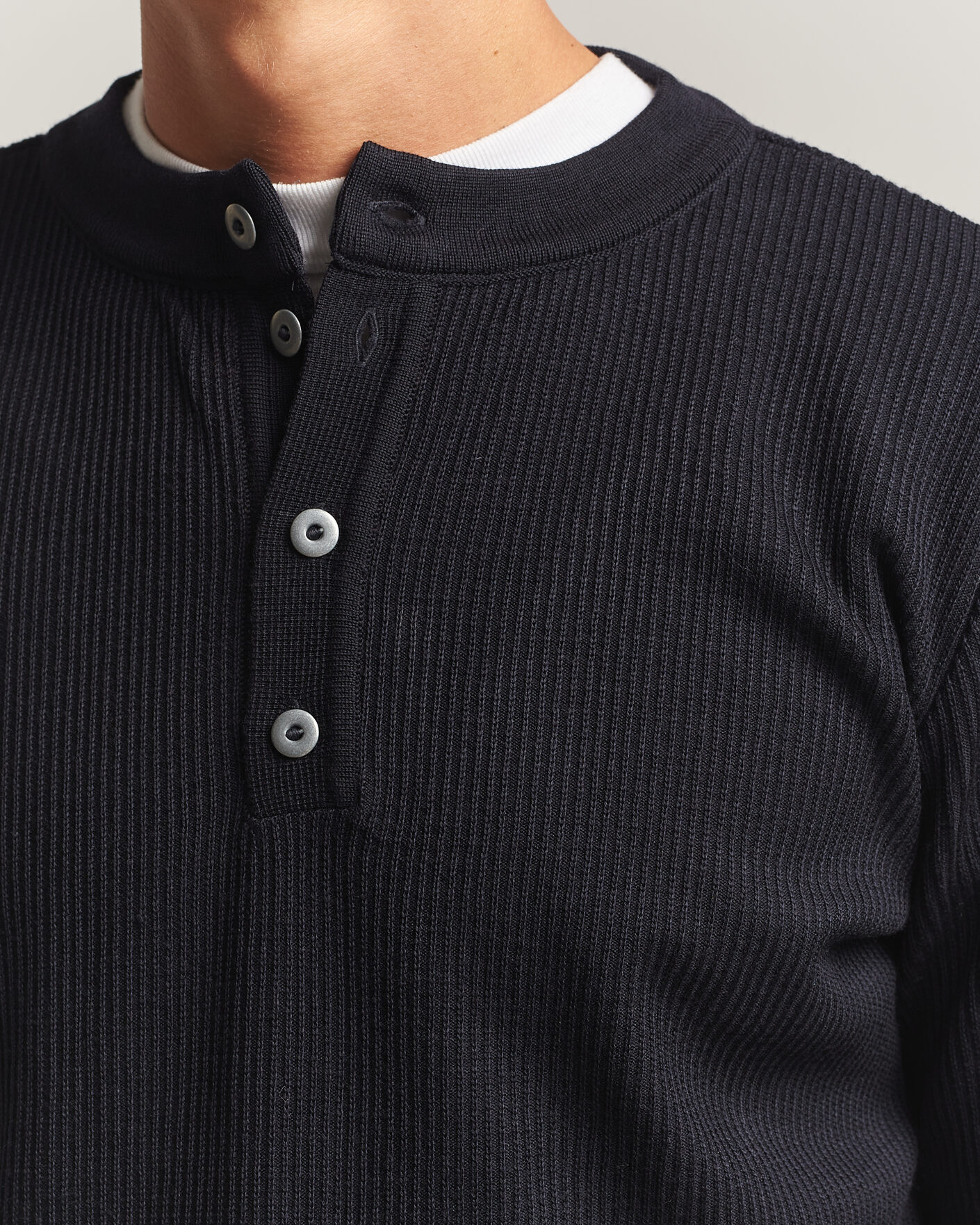 Hombres | Jerséis y prendas de punto | S.N.S. Herning | Stamina Rib Henley Navy Blue