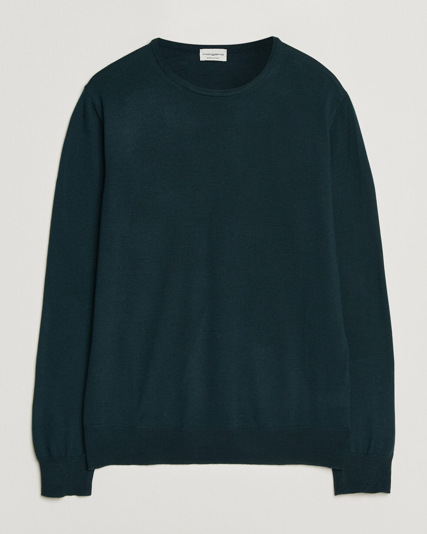 Hombres | Jerséis y prendas de punto | Morgano | Extra Fine Merino Wool Crewneck Bottle Green