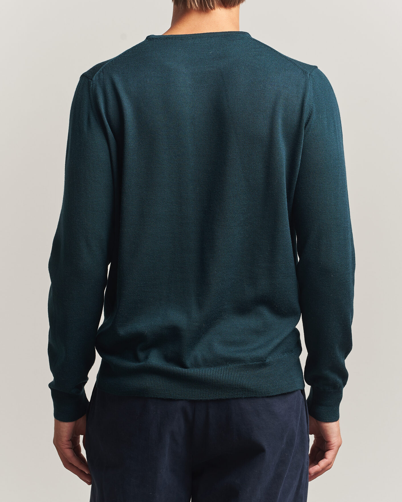 Hombres | Jerséis y prendas de punto | Morgano | Extra Fine Merino Wool Crewneck Bottle Green