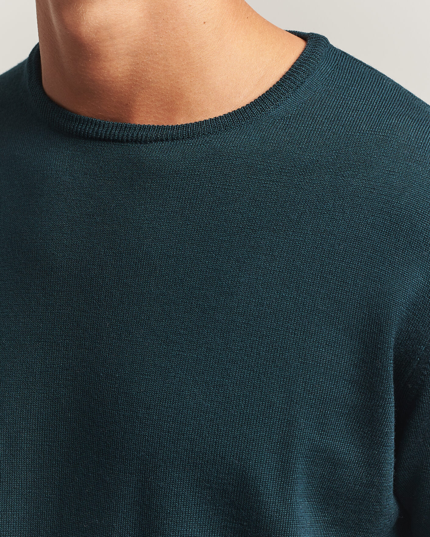 Hombres | Jerséis y prendas de punto | Morgano | Extra Fine Merino Wool Crewneck Bottle Green