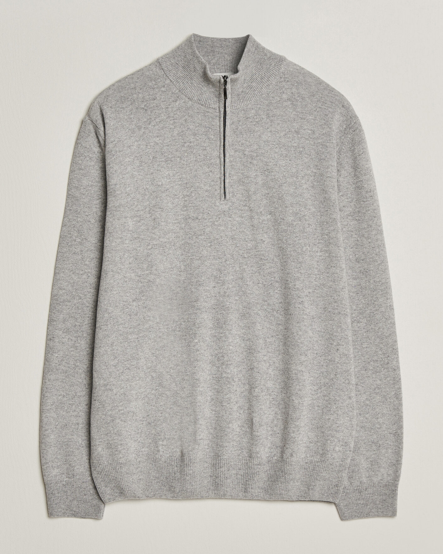 Hombres | Jerséis y prendas de punto | Morgano | Wool/Cashmere Half-Zip Mid Grey