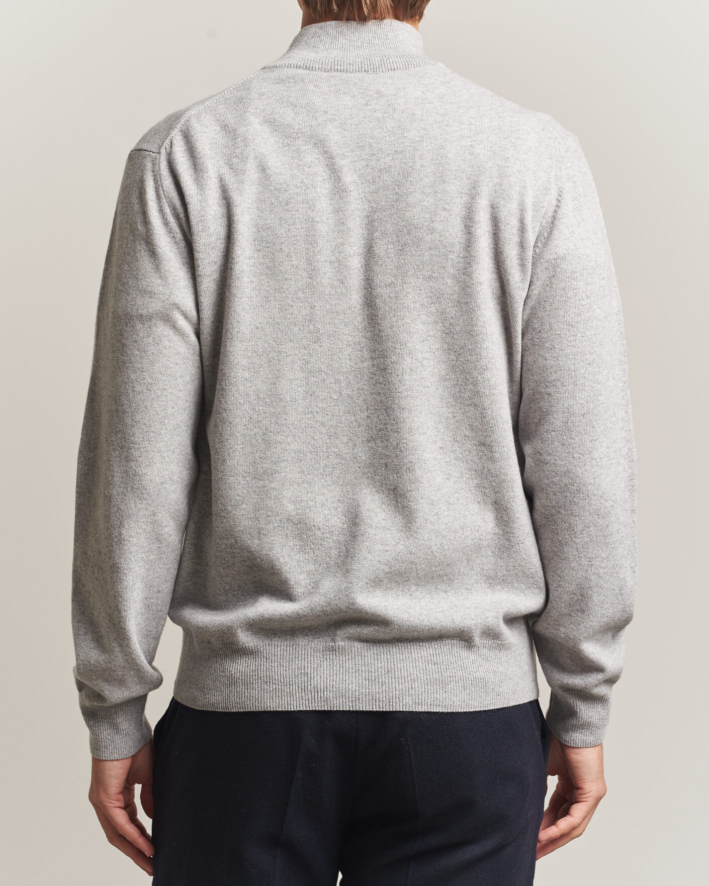 Hombres | Jerséis y prendas de punto | Morgano | Wool/Cashmere Half-Zip Mid Grey
