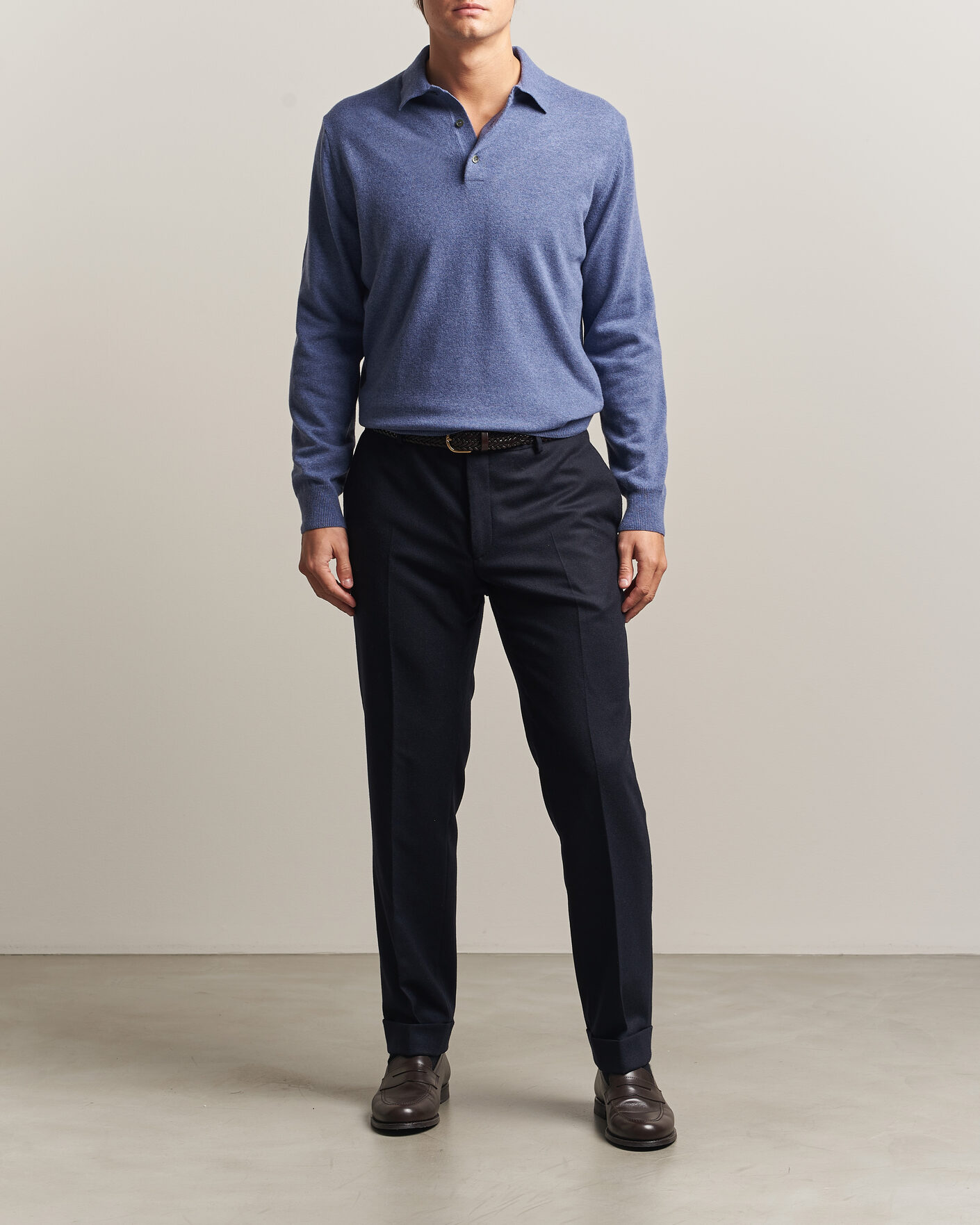 Hombres | Jerséis y prendas de punto | Morgano | Wool/Cashmere Polo Mid Blue