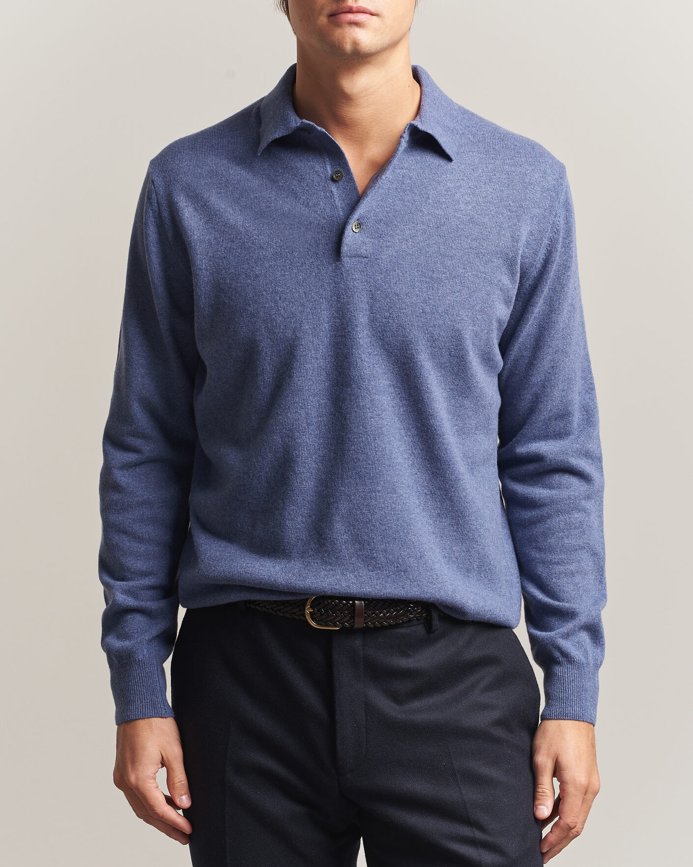 Hombres | Jerséis y prendas de punto | Morgano | Wool/Cashmere Polo Mid Blue