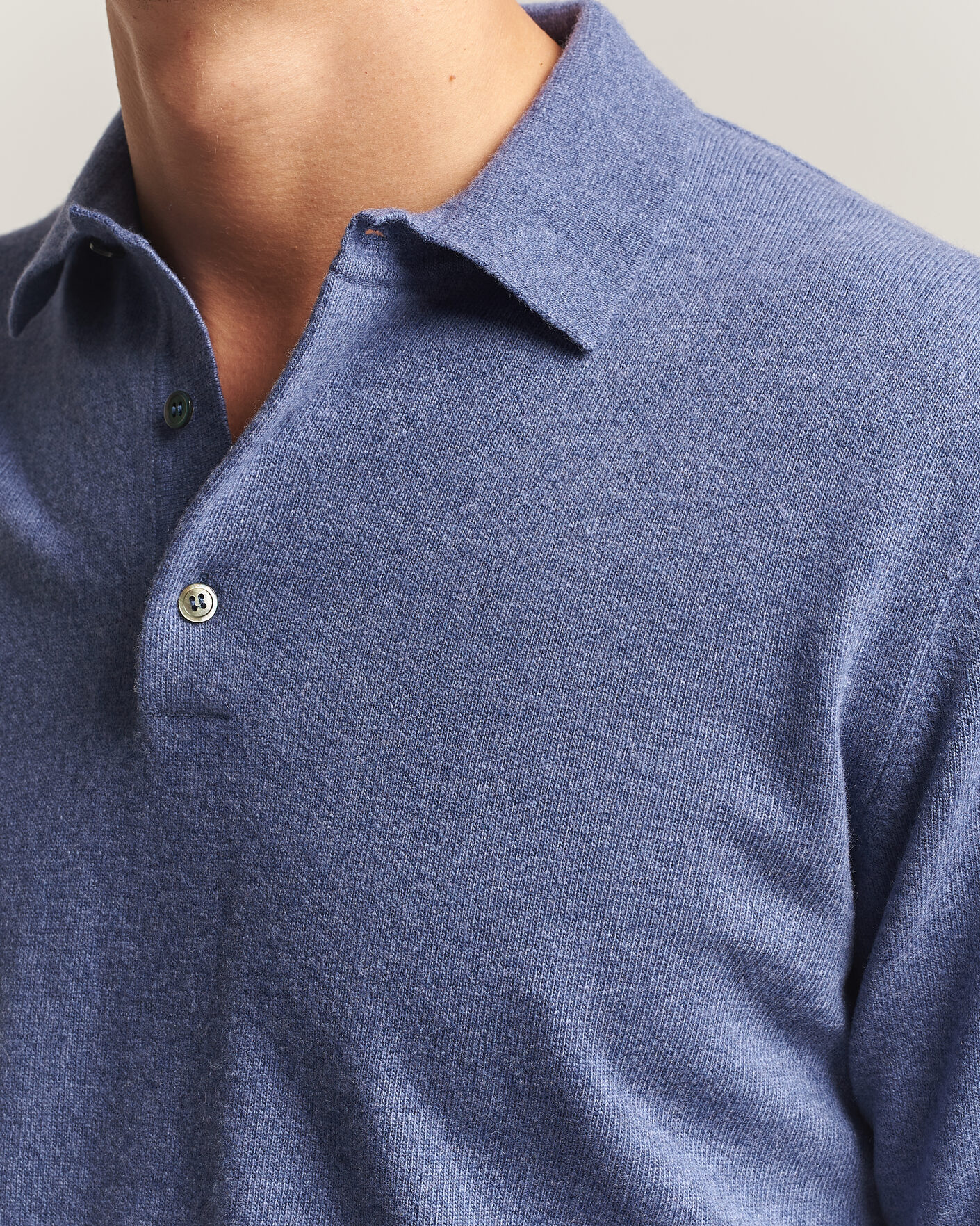 Hombres | Jerséis y prendas de punto | Morgano | Wool/Cashmere Polo Mid Blue