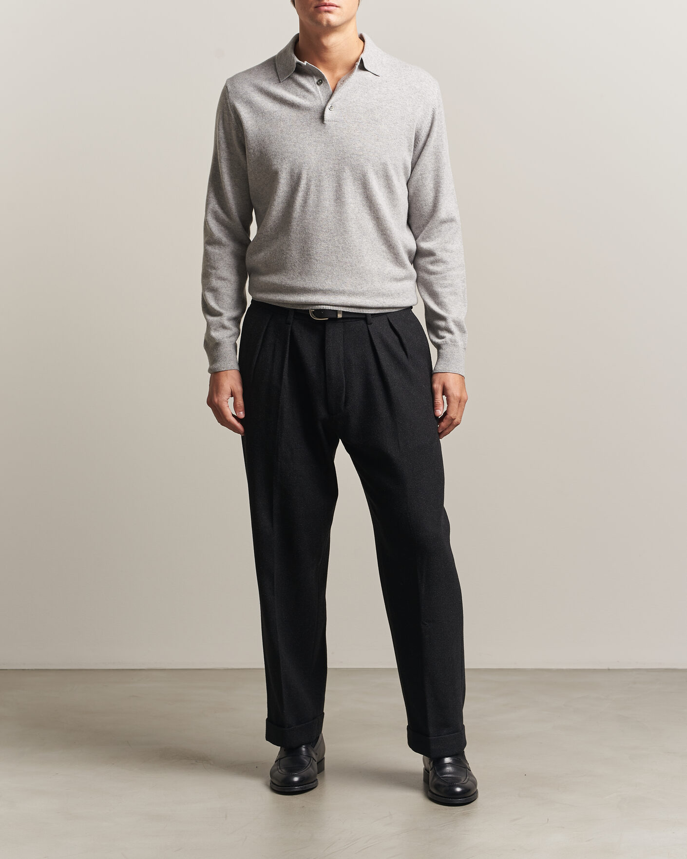 Hombres | Jerséis y prendas de punto | Morgano | Wool/Cashmere Polo Mid Grey