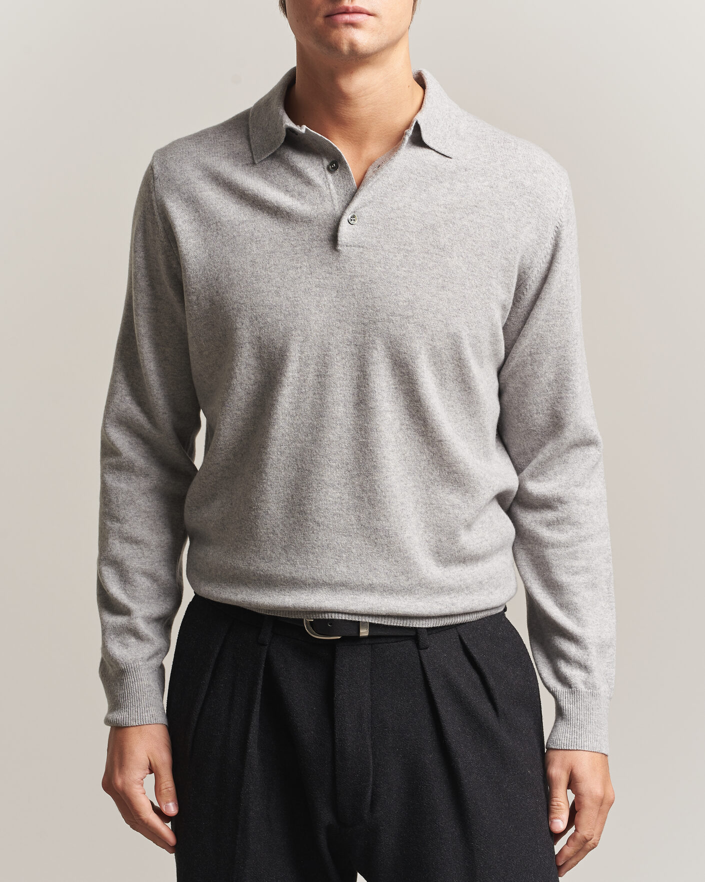 Hombres | Jerséis y prendas de punto | Morgano | Wool/Cashmere Polo Mid Grey