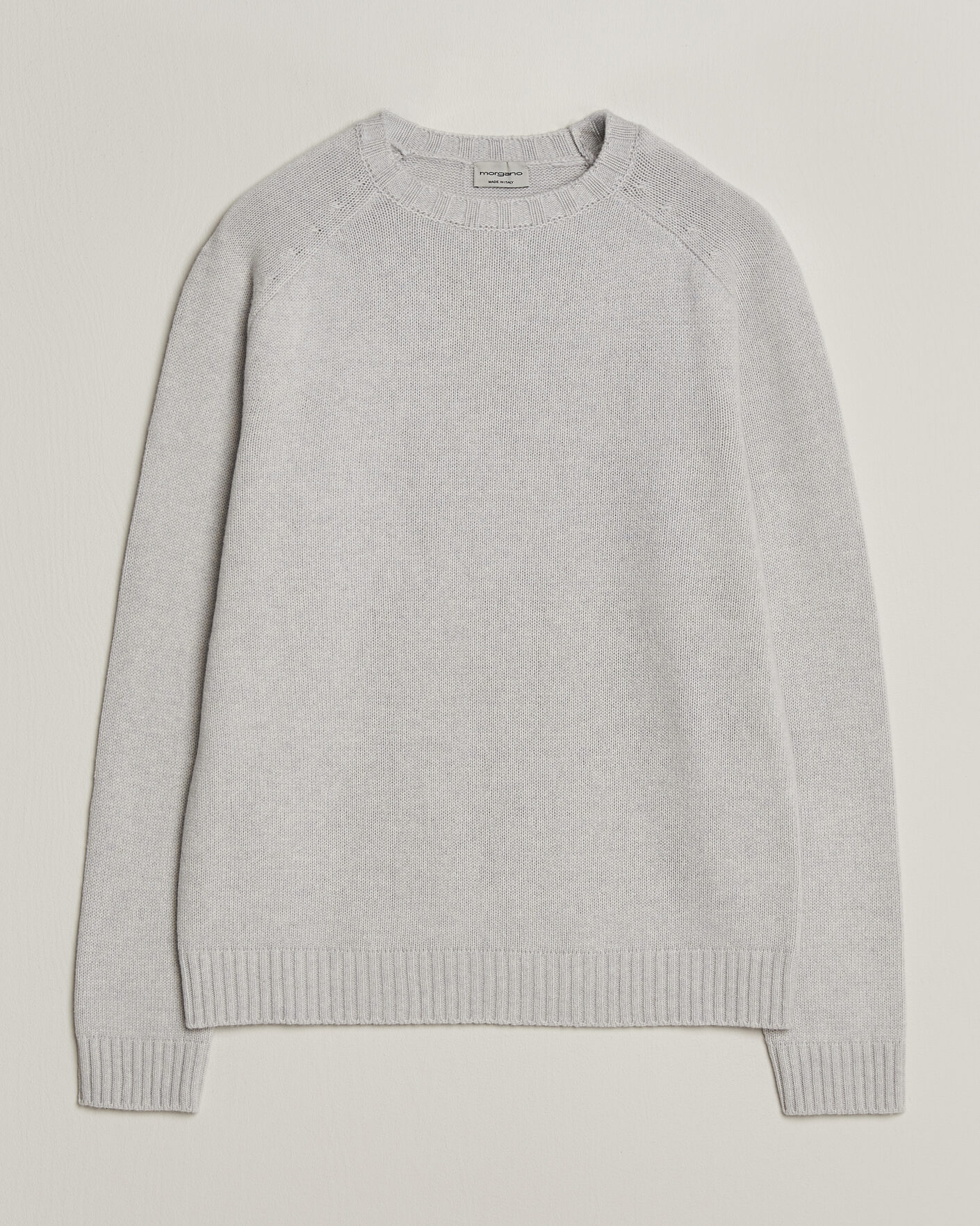Hombres | Jerséis y prendas de punto | Morgano | Heavy Knitted Wool/Cashmere Crewneck Light Grey