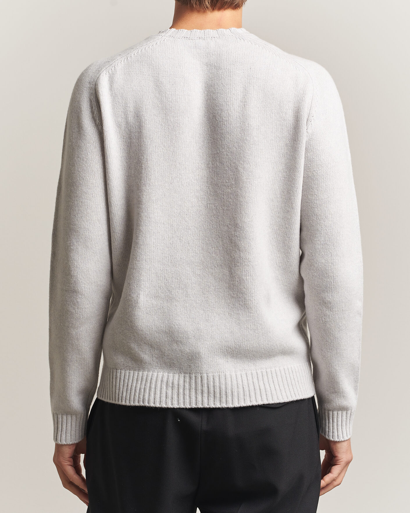 Hombres | Jerséis y prendas de punto | Morgano | Heavy Knitted Wool/Cashmere Crewneck Light Grey