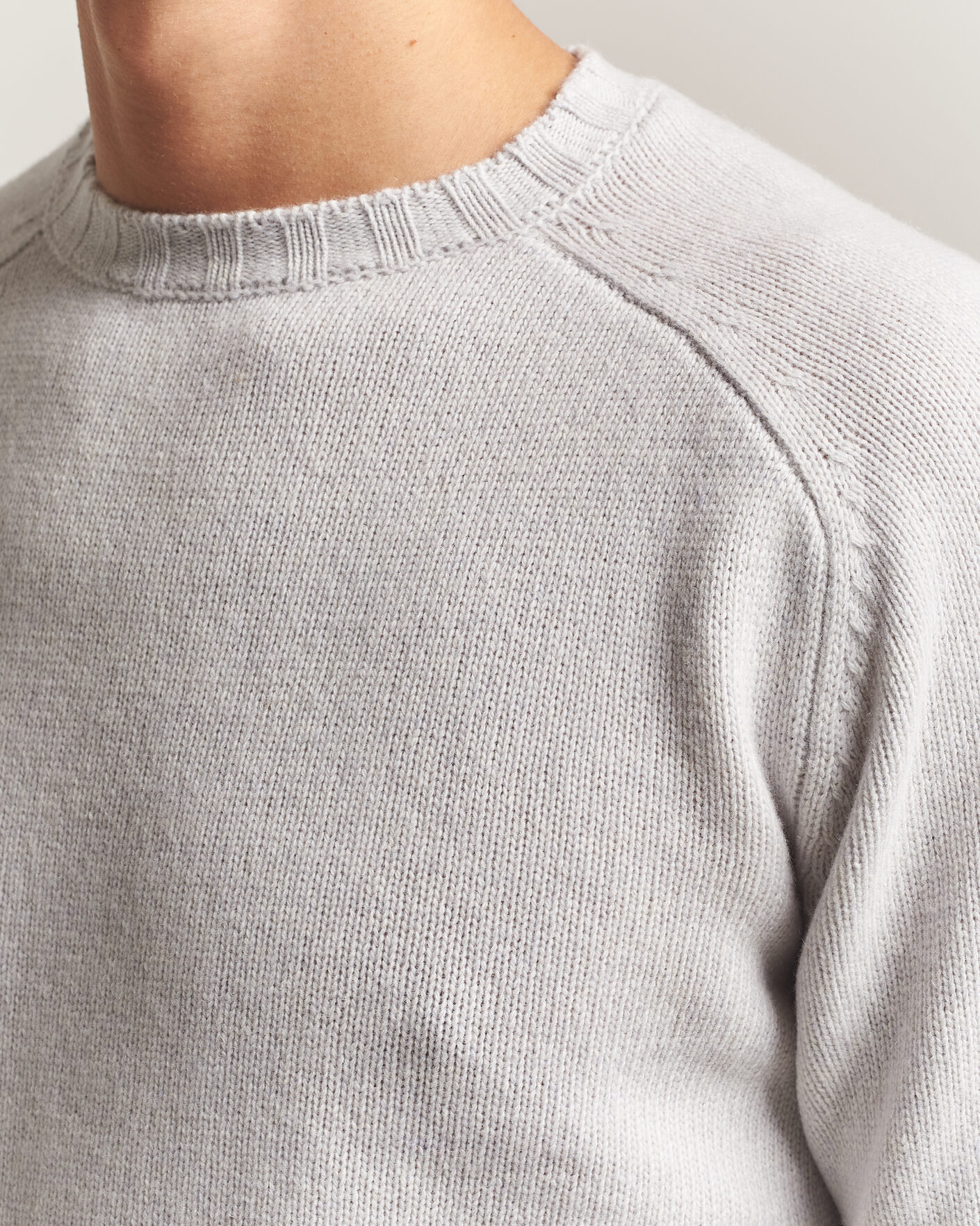 Hombres | Jerséis y prendas de punto | Morgano | Heavy Knitted Wool/Cashmere Crewneck Light Grey