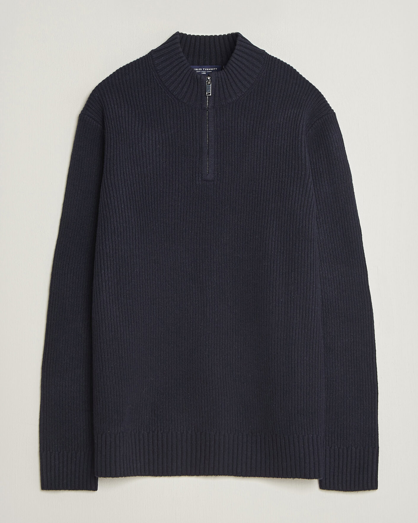 Hombres | Jerséis y prendas de punto | Charles Tyrwhitt | Chunky Merino Zip Neck Navy